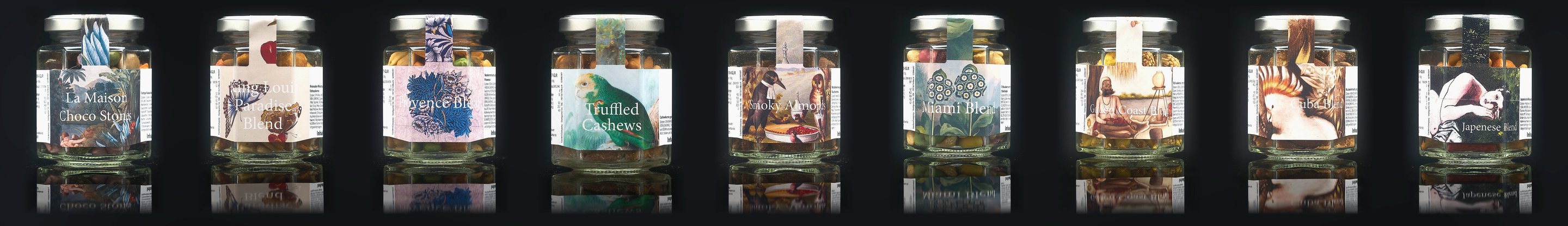 Vasi esagonali con snack Aperigusto per minibar
