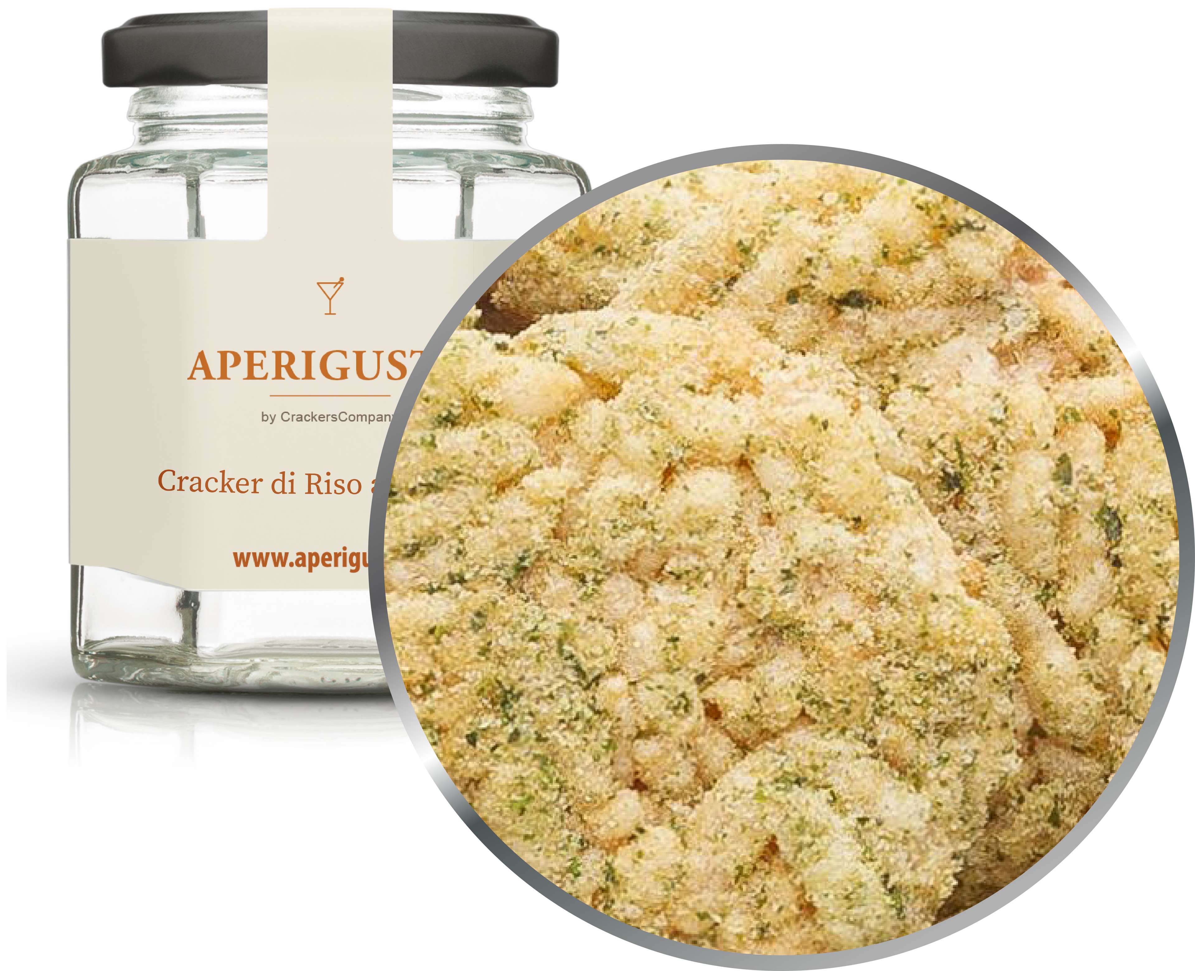 Aperigusto Zoom | P-11137-GLE | Vaso esagonale | Cracker Riso Alghe