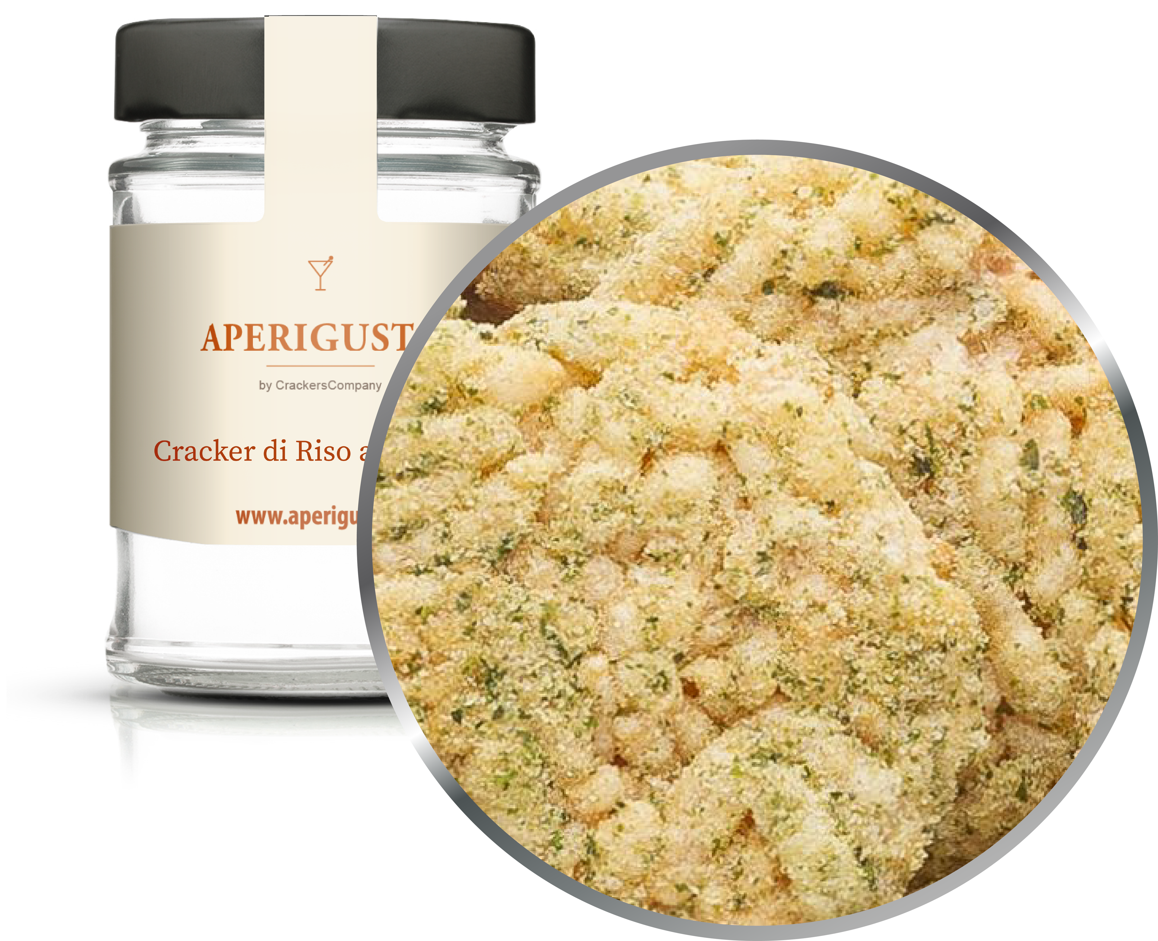 Aperigusto Zoom | P-11137-GLR | Vaso rotondo | Cracker Riso Alghe