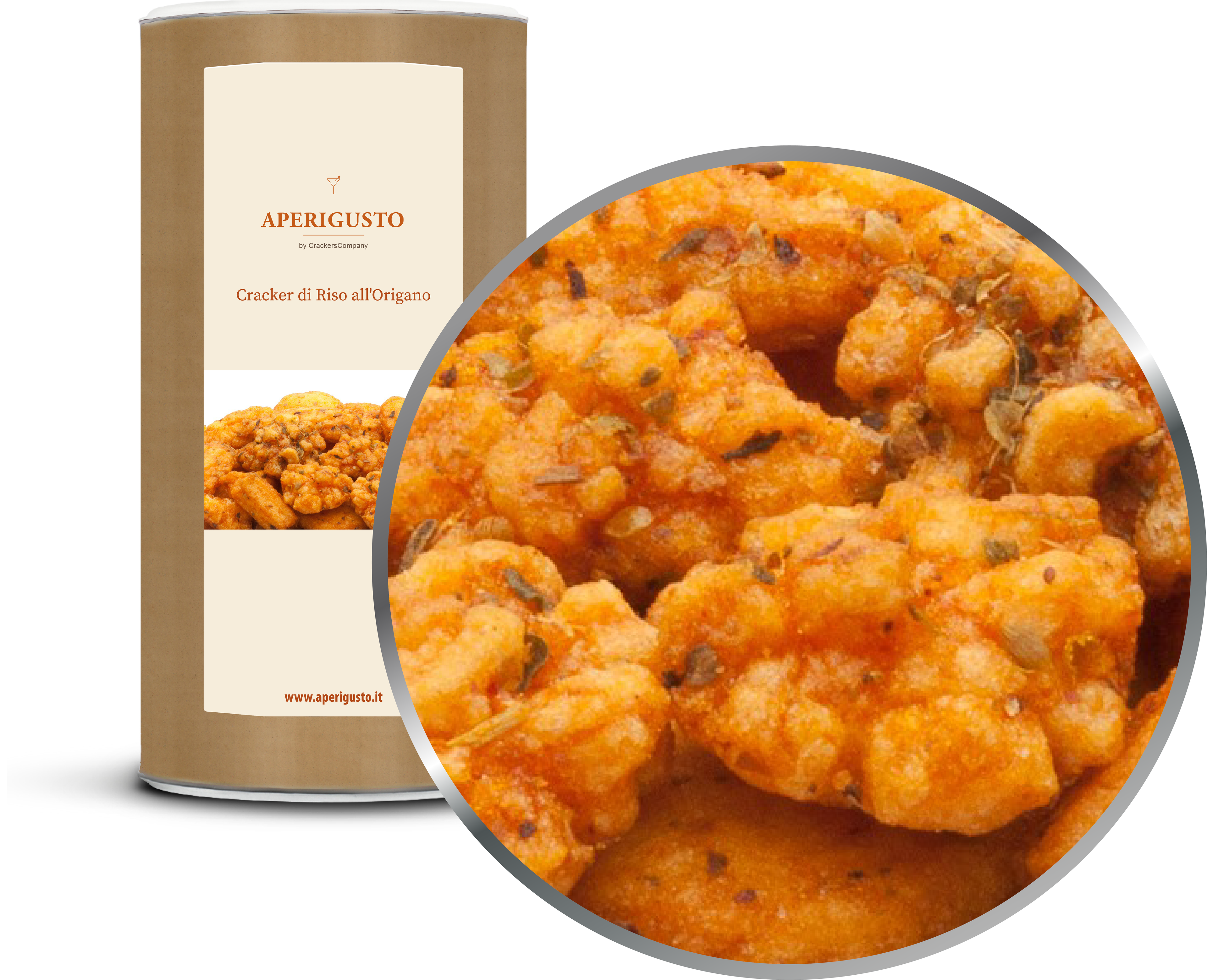 Aperigusto Zoom | P-11160-CCL | Barattolo composite grande | Cracker Riso Origano