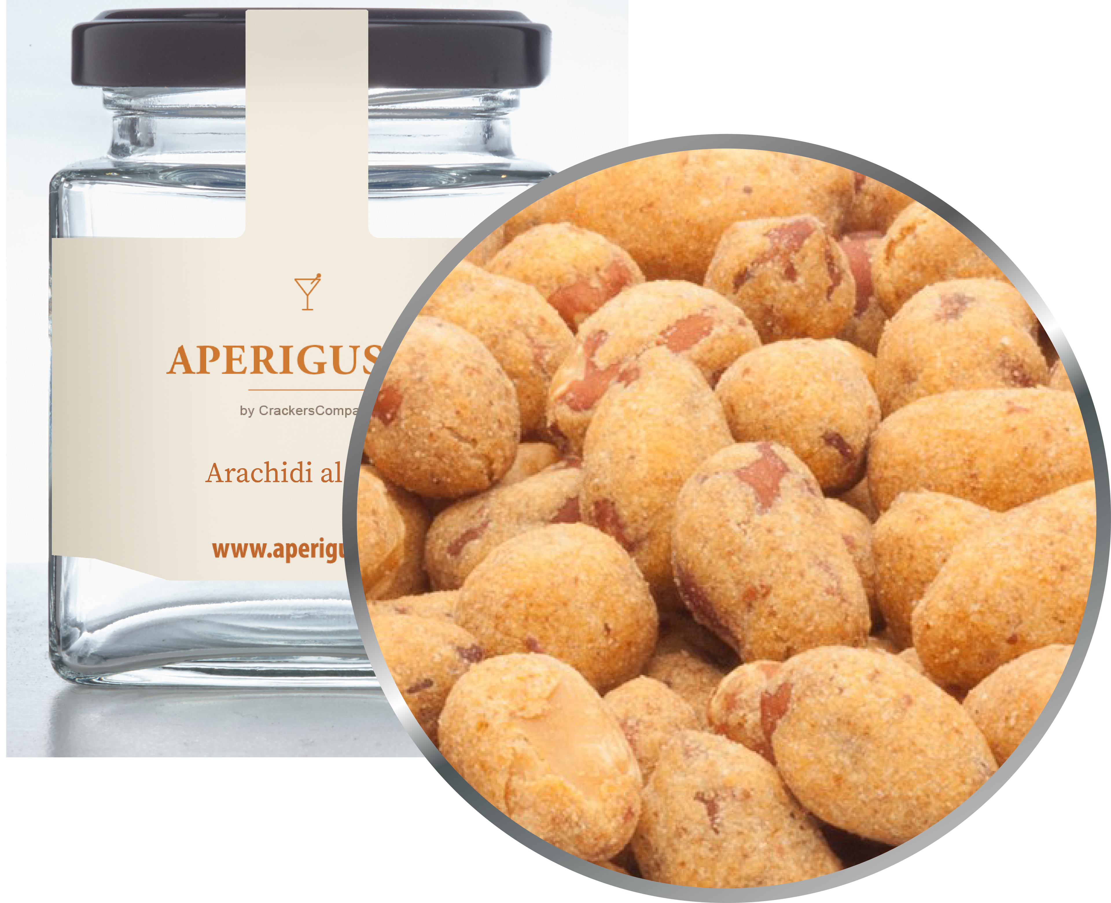 Aperigusto Zoom | P-13125-GLQ | Vaso quadrato | Arachidi al Pepe