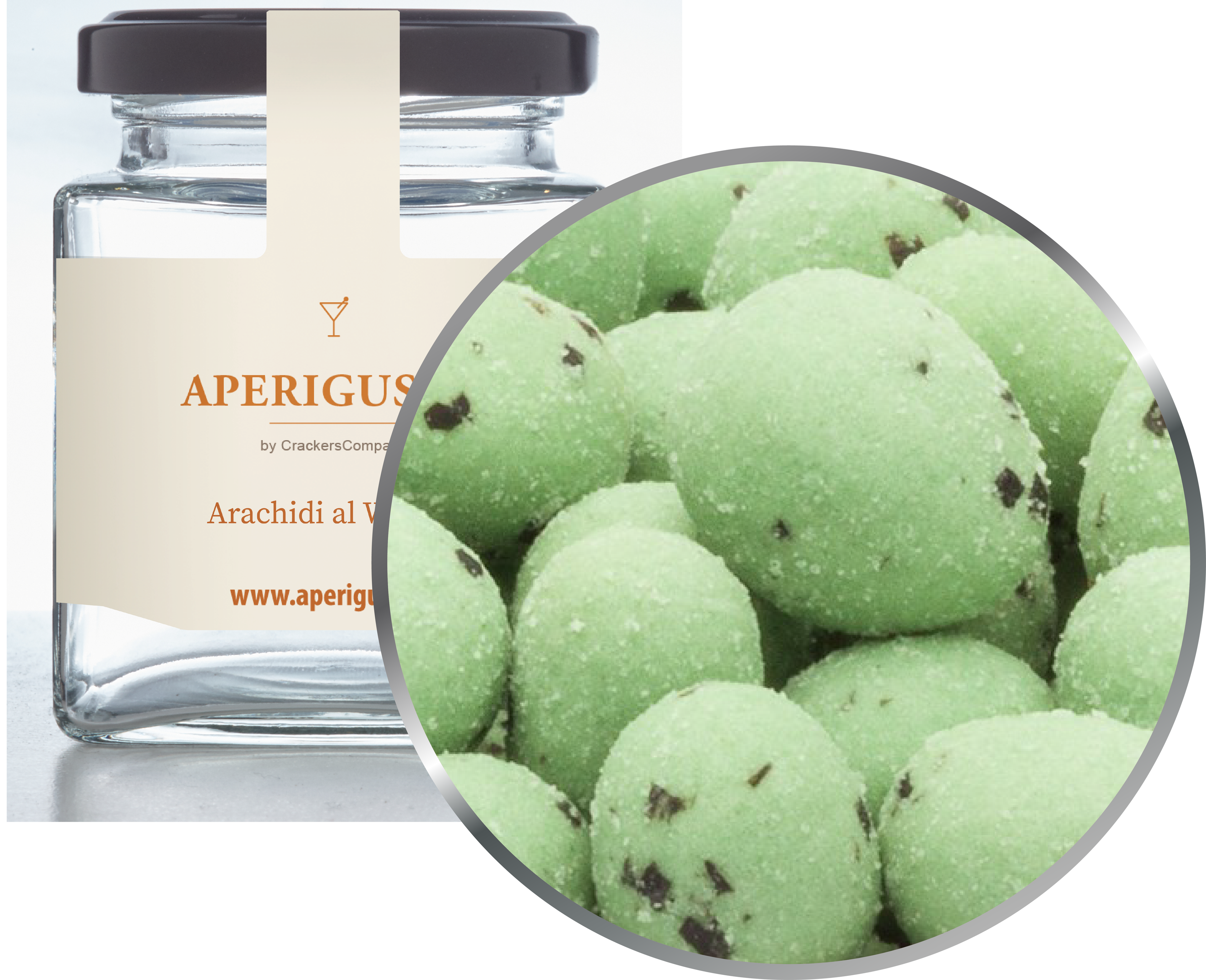 Aperigusto Zoom | P-13155-GLQ | Vaso quadrato | Arachidi al Wasabi