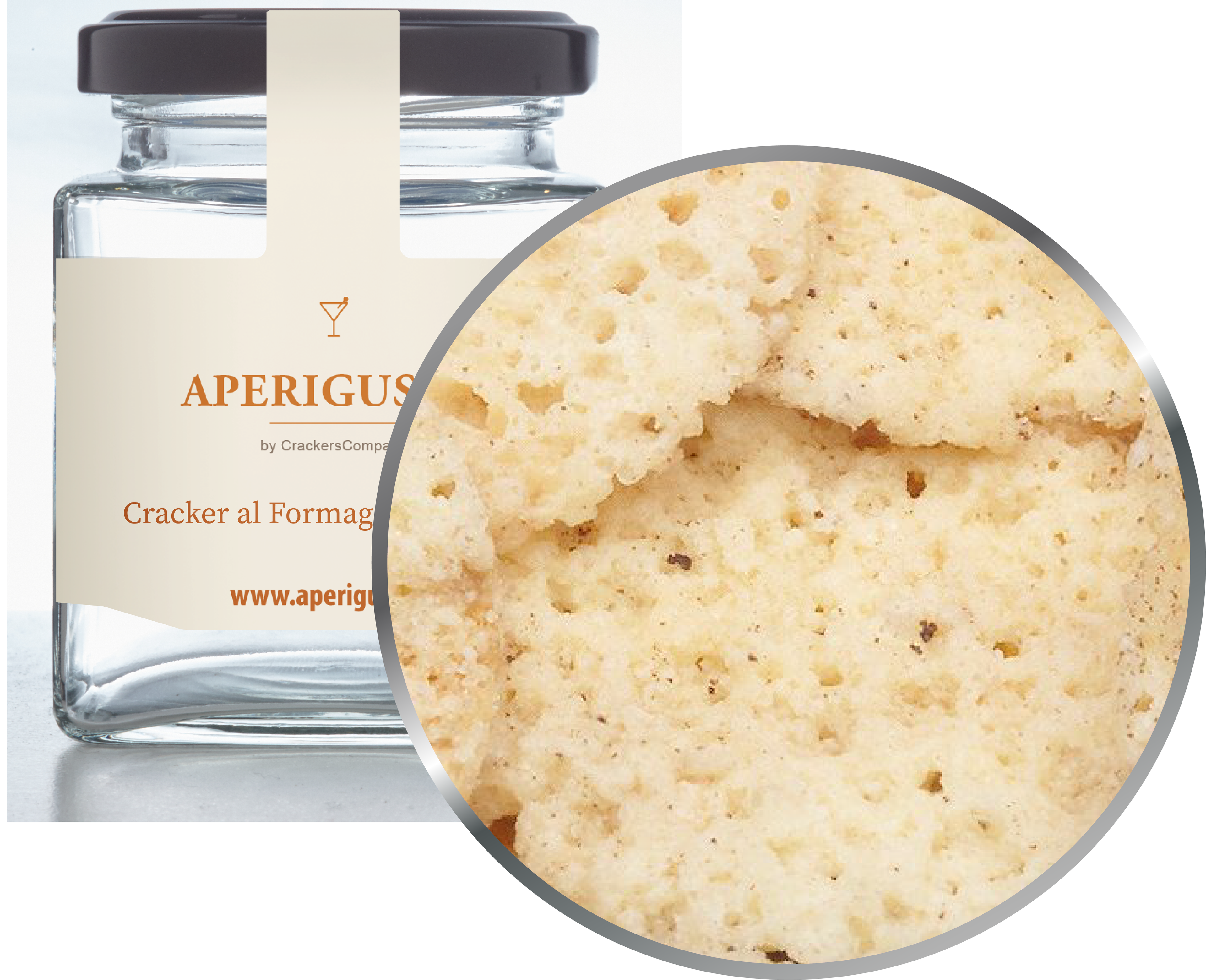 Aperigusto Zoom | P-14000-GLQ | Vaso quadrato | Cracker Gouda Tartufo