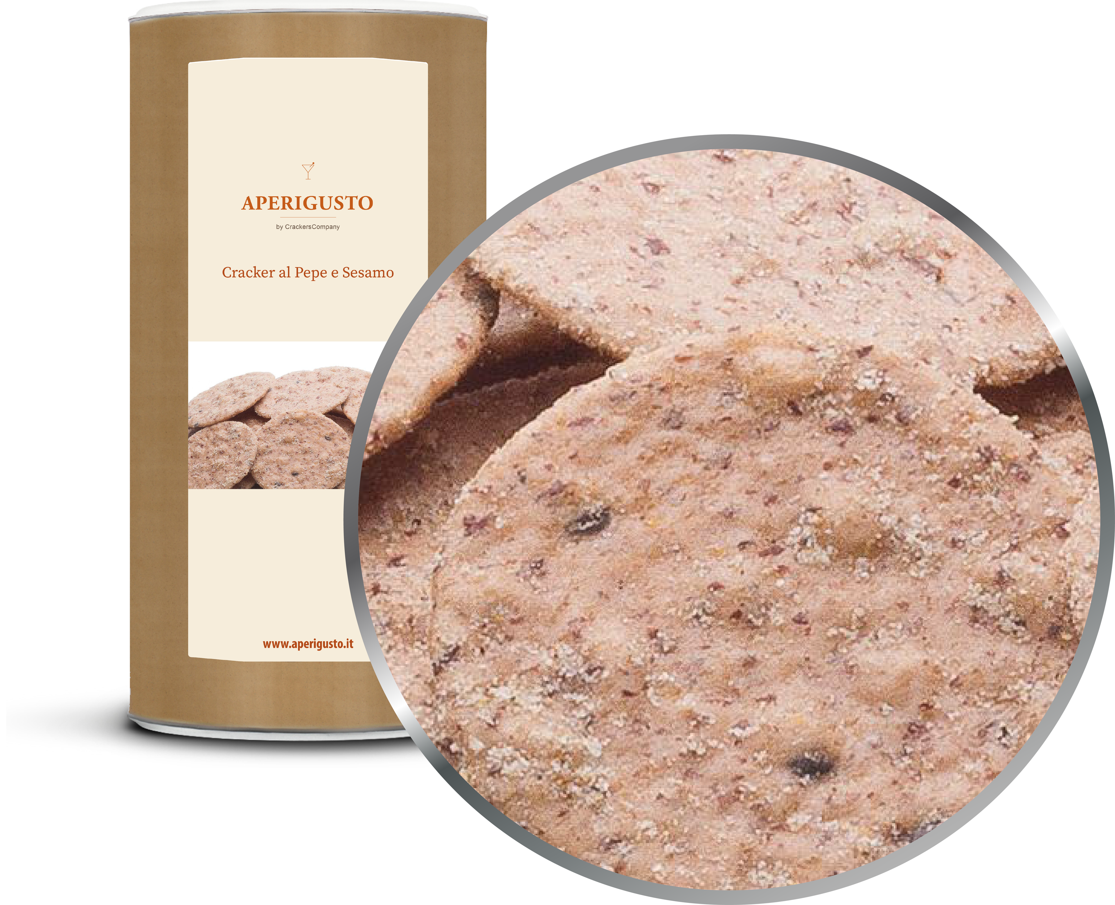 Aperigusto Zoom | P-14116-CCL | Barattolo composite grande | Cracker Pepe e Sesamo