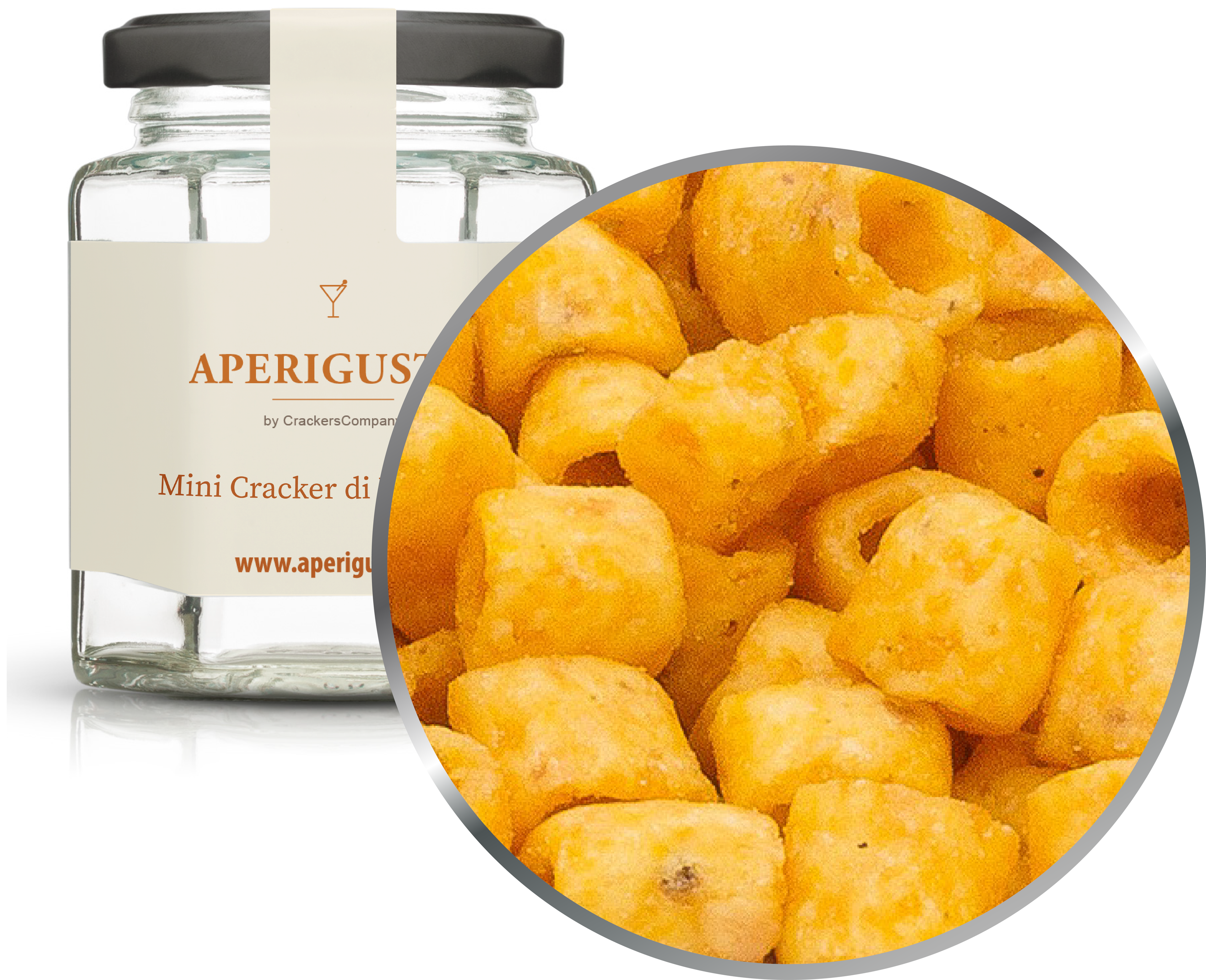Aperigusto Zoom | P-14121-GLE | Vaso esagonale | Mini Cracker Mais BBQ
