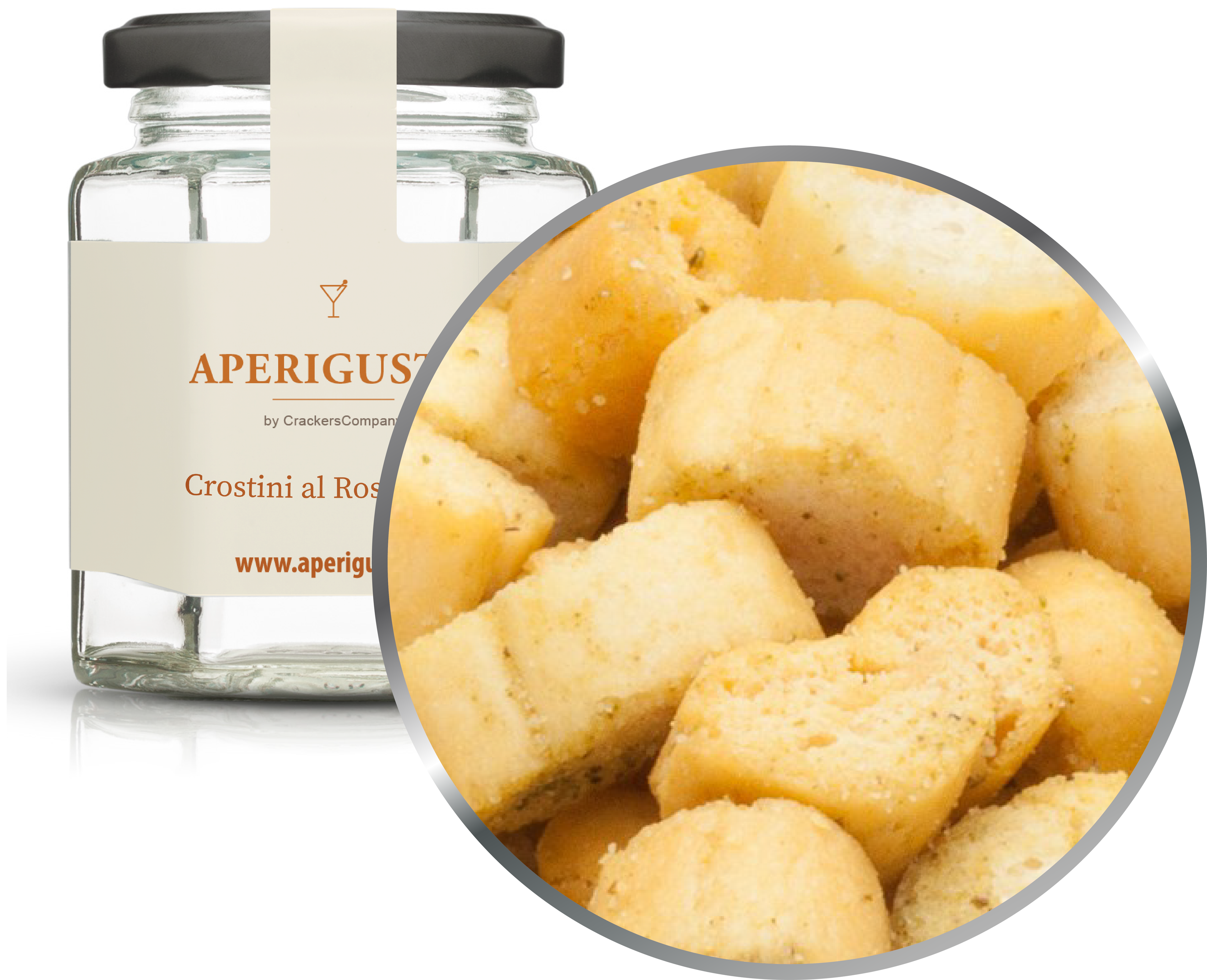 Aperigusto Zoom | P-14300-GLE | Vaso esagonale | Crostini al Rosmarino
