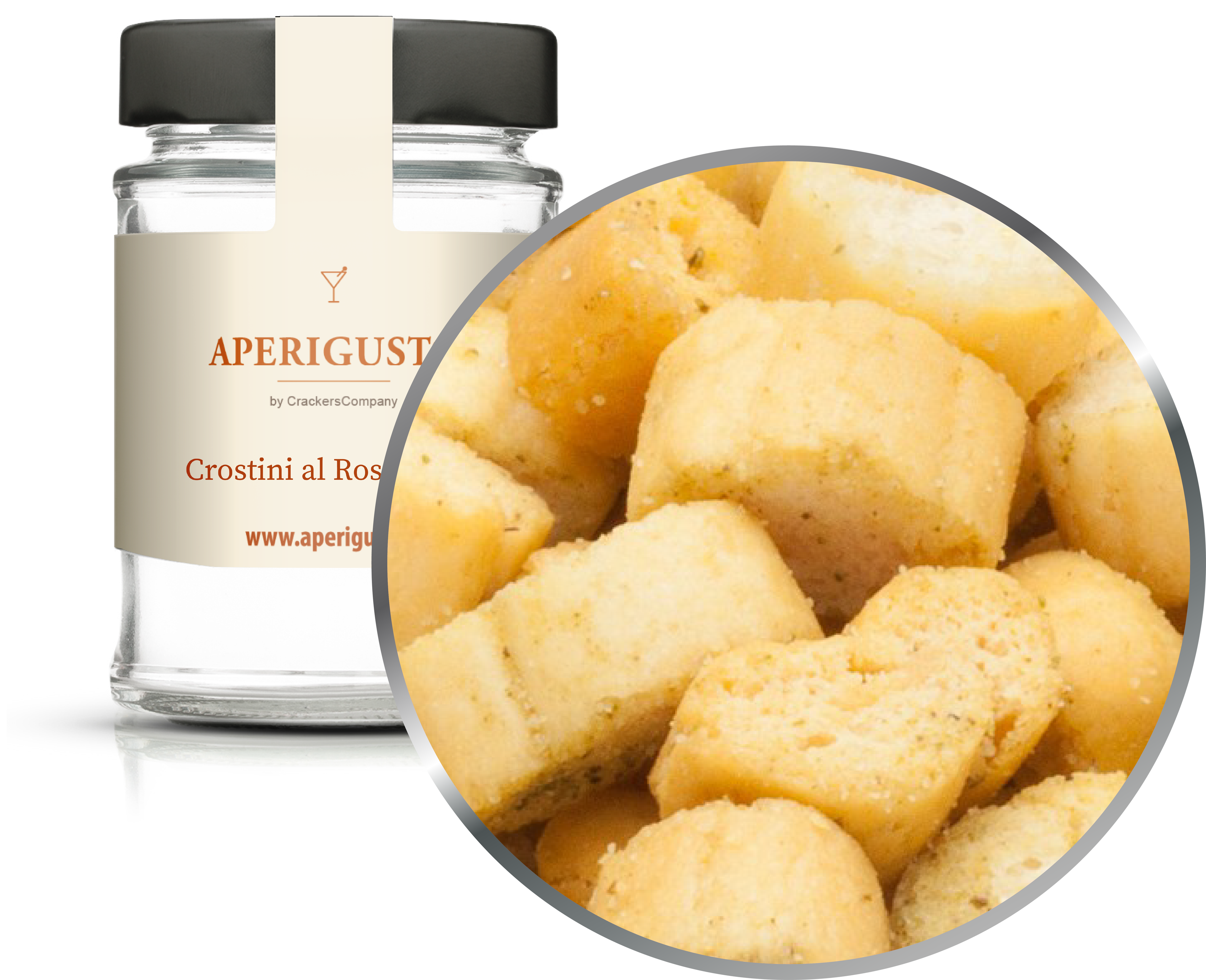 Aperigusto Zoom | P-14300-GLR | Vaso rotondo | Crostini al Rosmarino