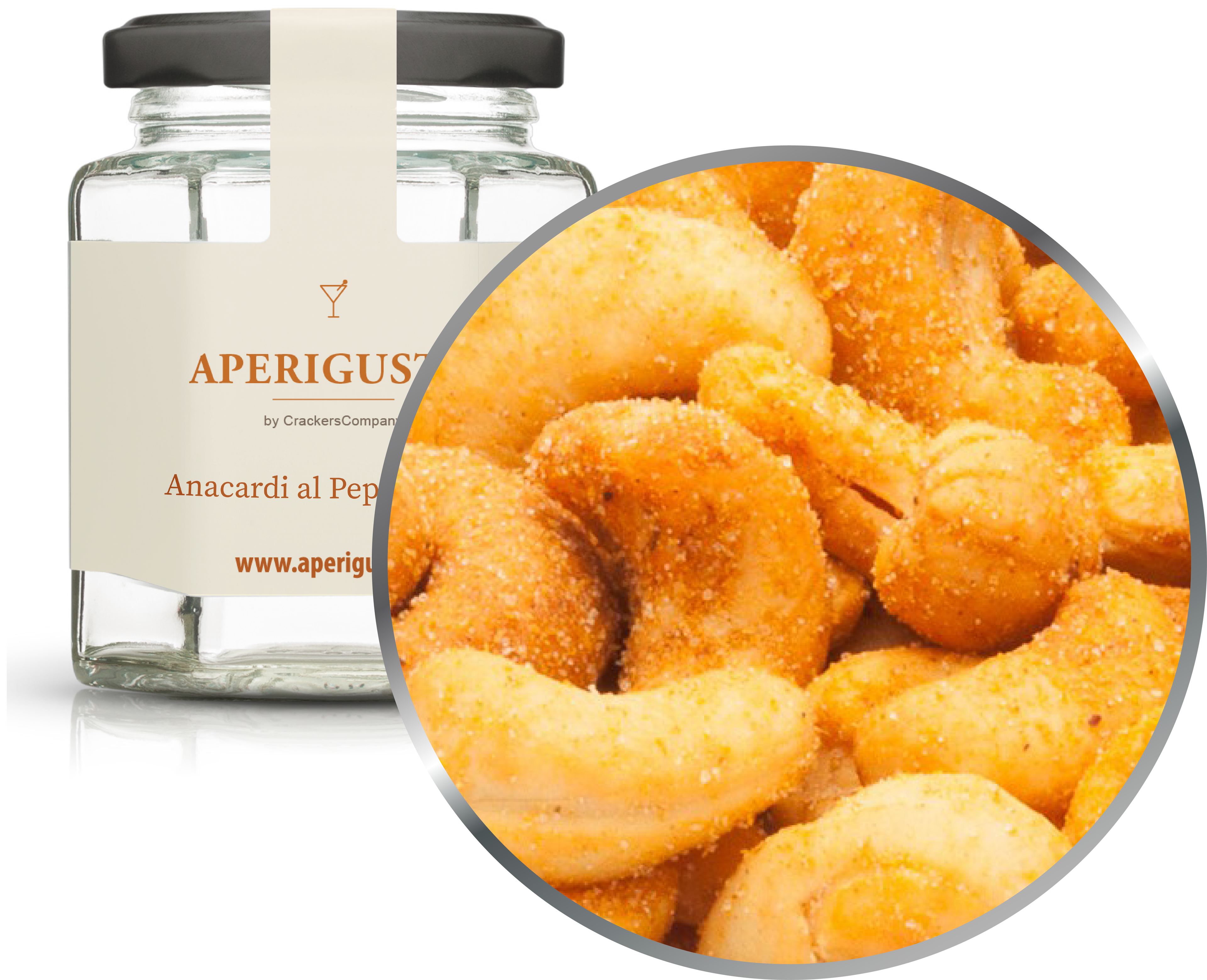 Aperigusto Zoom | P-15112-GLE | Vaso esagonale | Anacardi Peperoncino