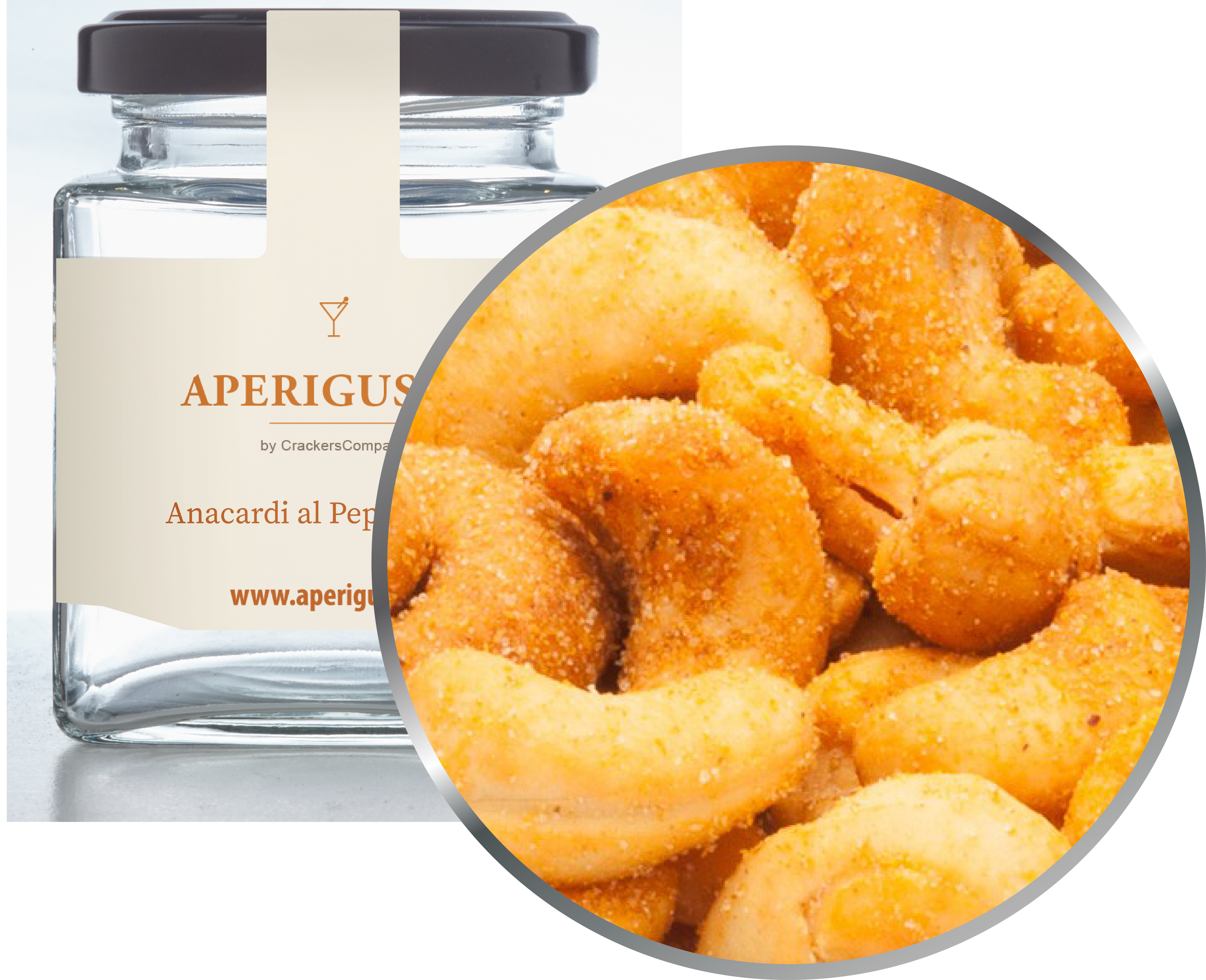 Aperigusto Zoom | P-15112-GLQ | Vaso quadrato | Anacardi Peperoncino