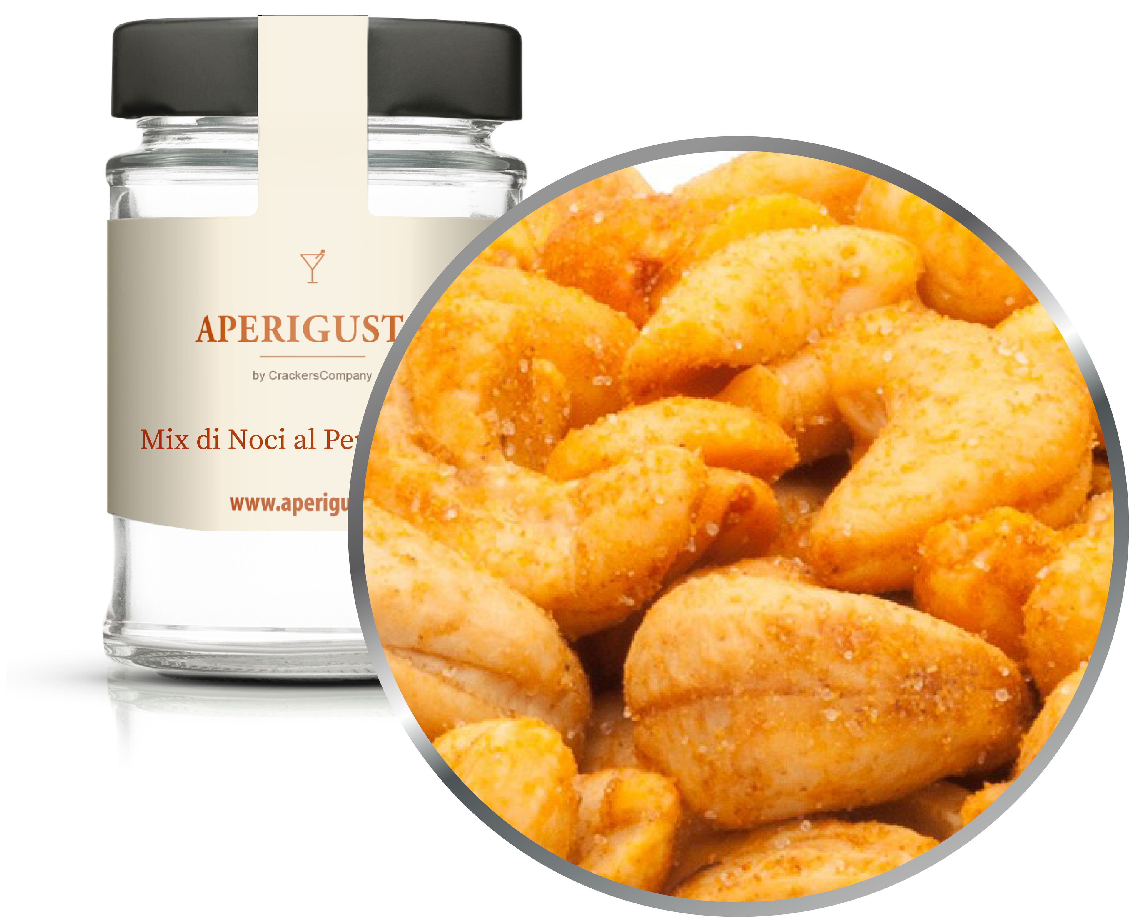 Aperigusto Zoom | P-15113-GLR | Vaso rotondo | Mix Arachidi Anacardi