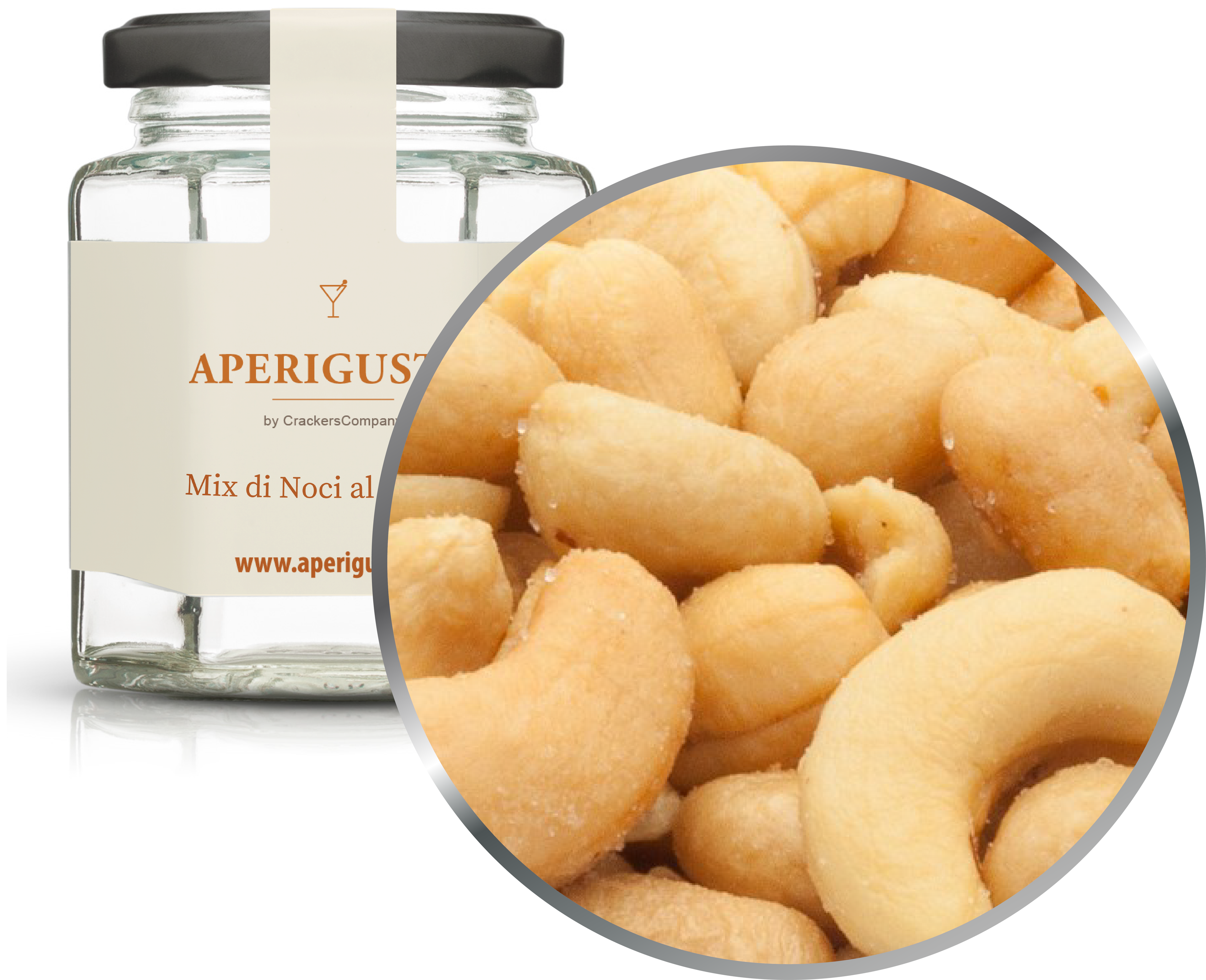 Aperigusto Zoom | P-15118-GLE | Vaso esagonale | Mix di Noci al Tartufo