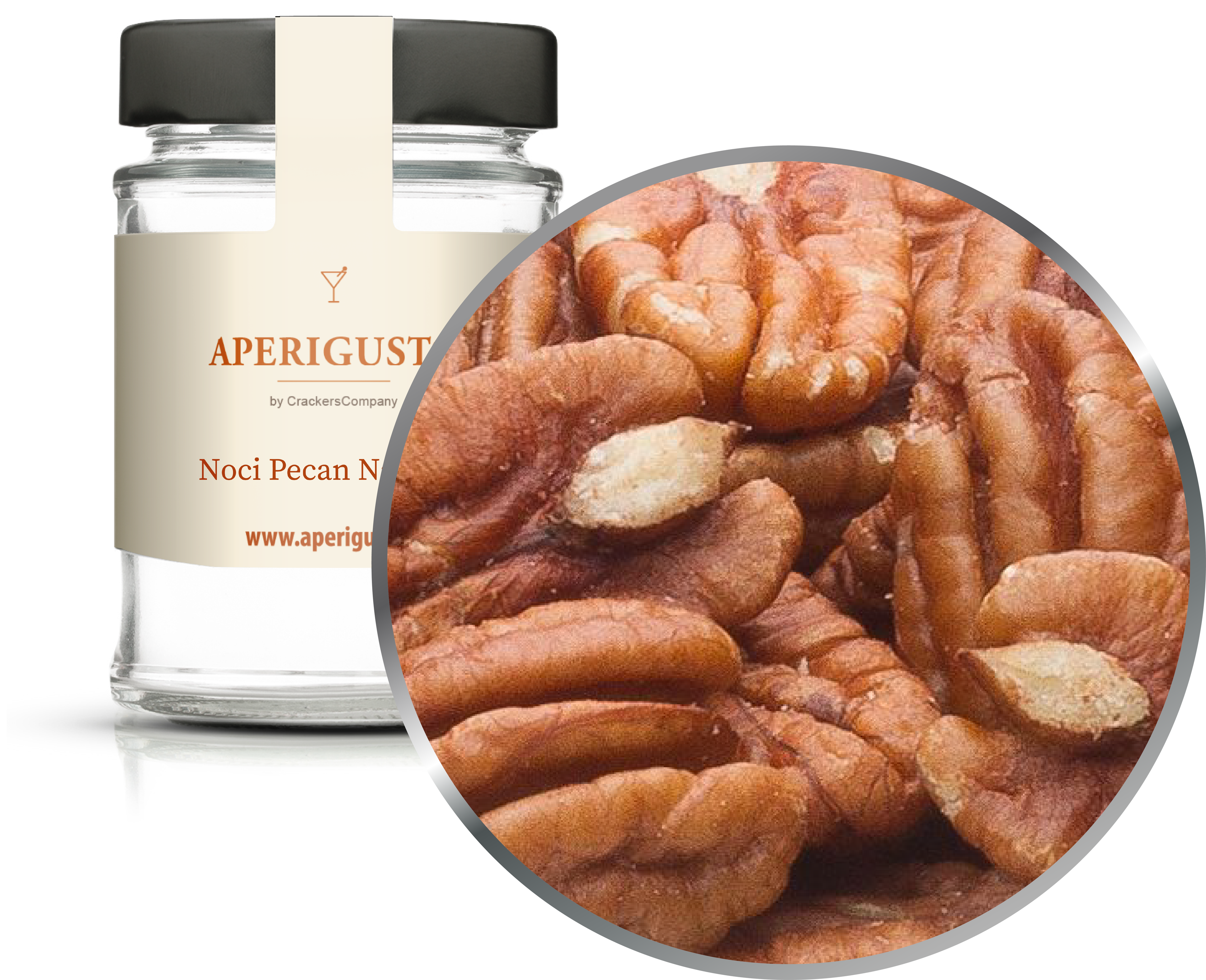 Aperigusto Zoom | P-15155-GLR | Vaso rotondo | Noci Pecan Naturali