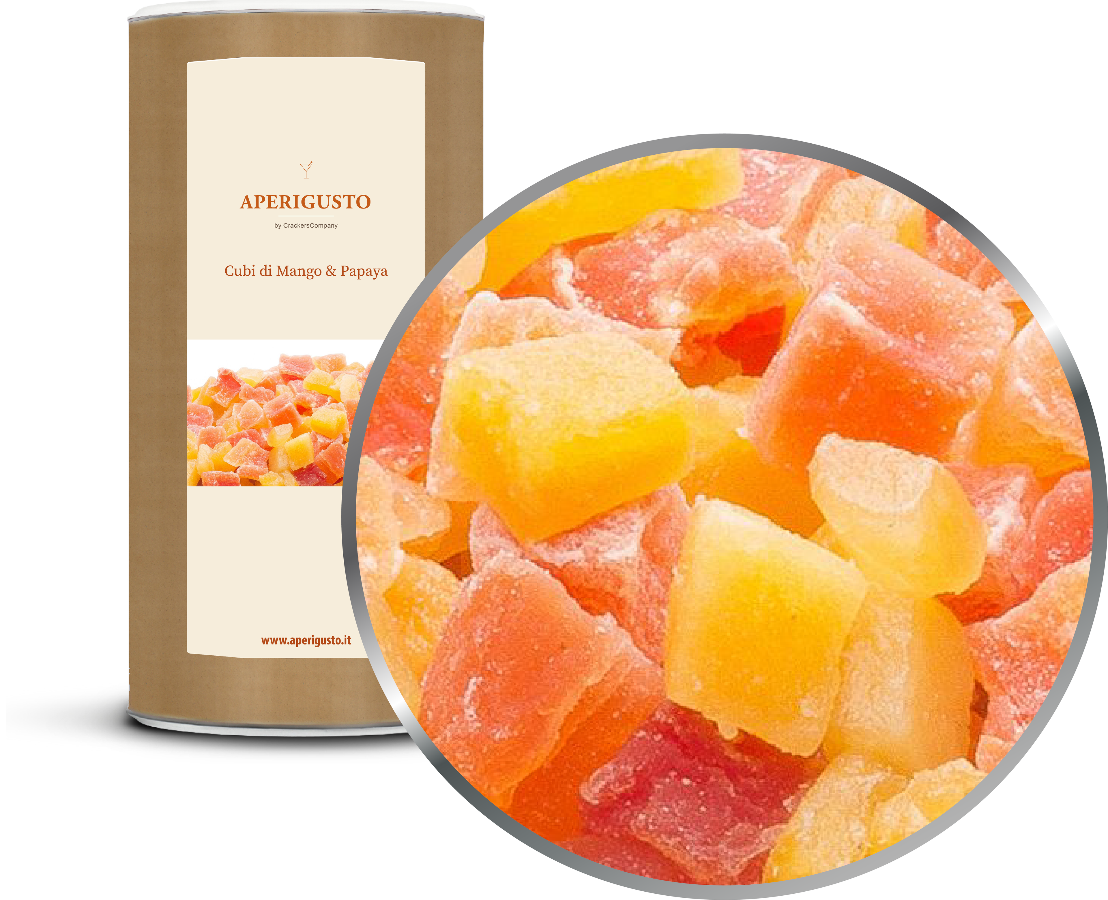 Aperigusto Zoom | P-20131-CCL | Barattolo composite grande | Cubi di Mango & Papaya