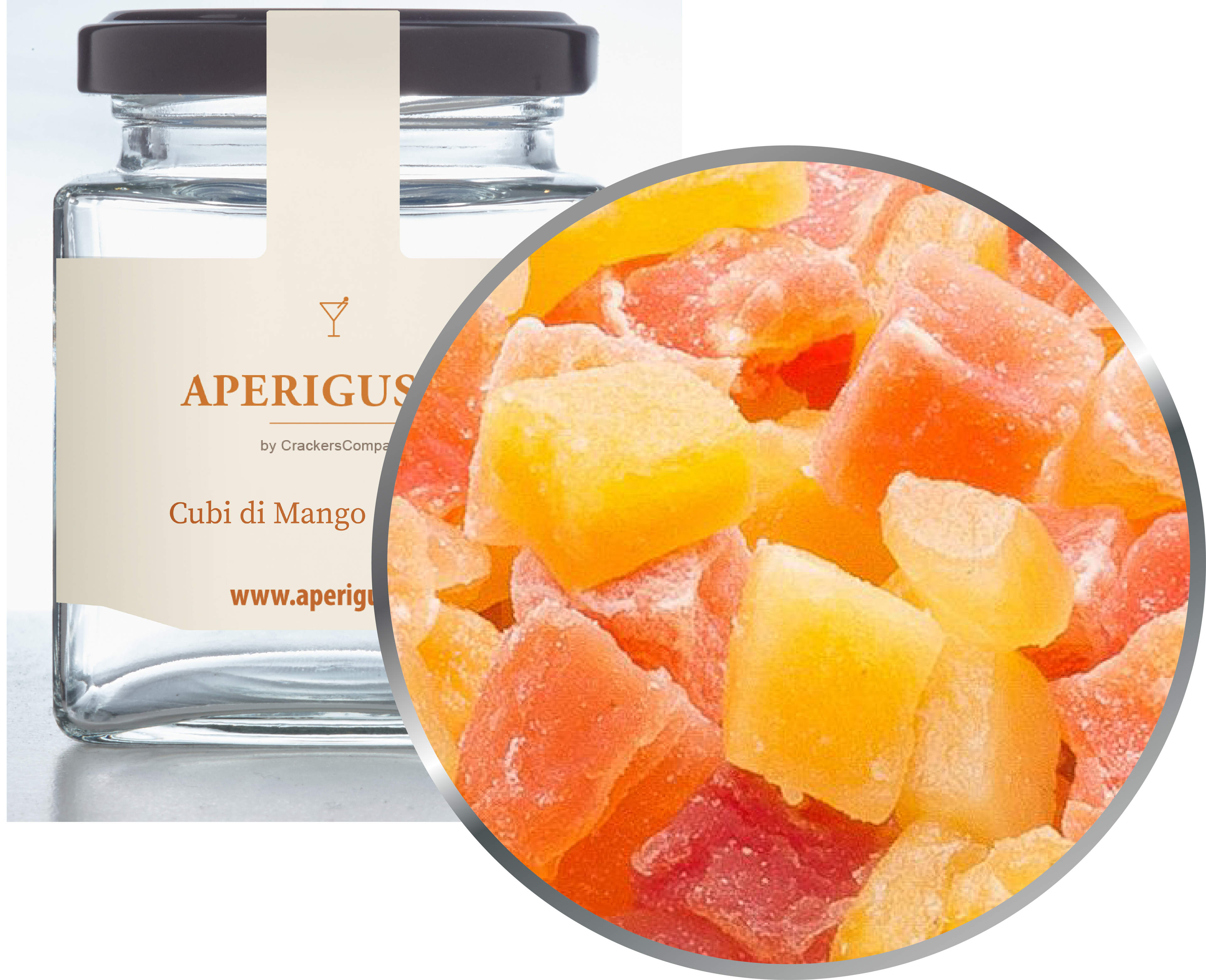 Aperigusto Zoom | P-20131-GLQ | Vaso quadrato | Cubi di Mango & Papaya