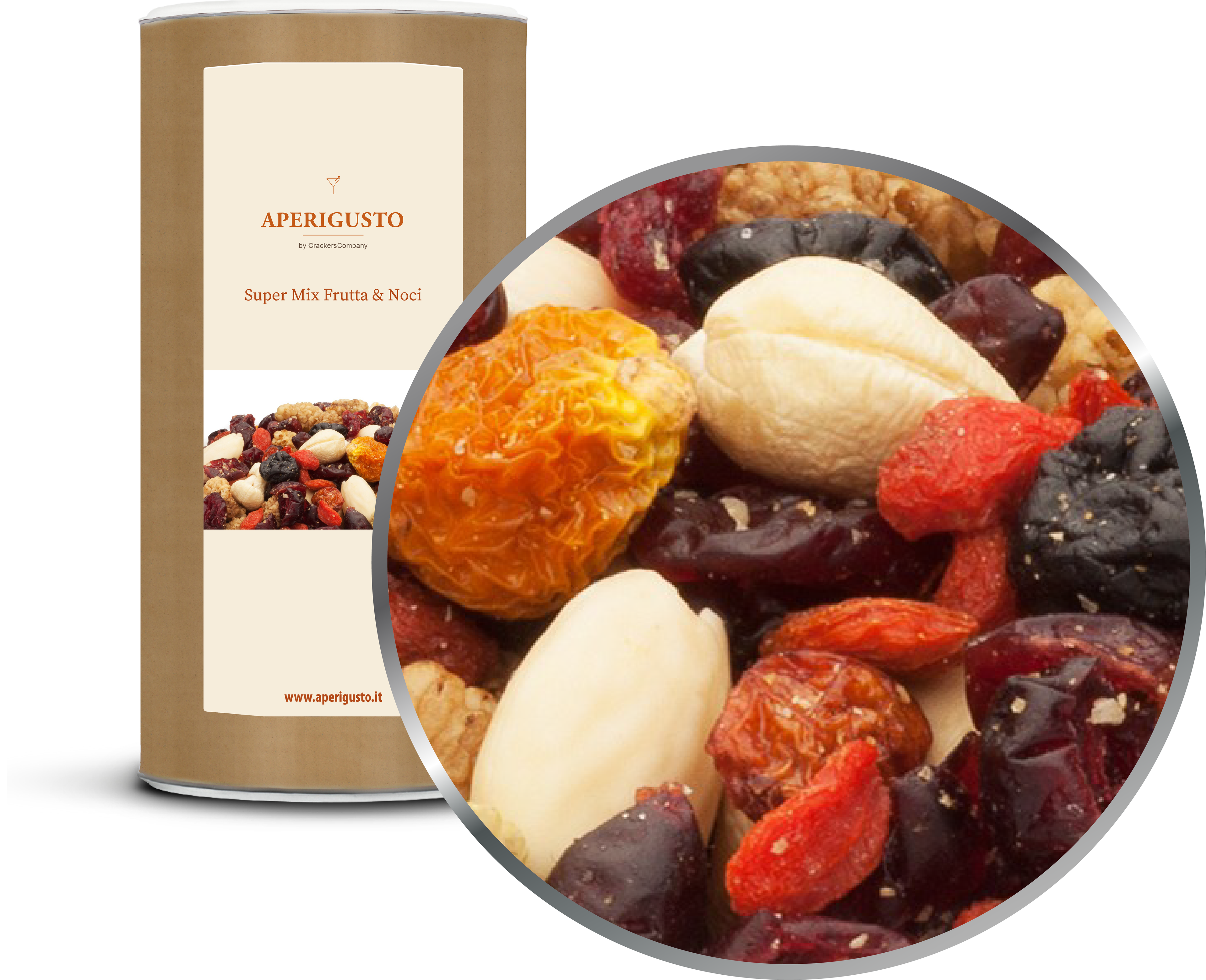 Aperigusto Zoom | P-20405-CCL | Barattolo composite grande | Super Mix Frutta Noci