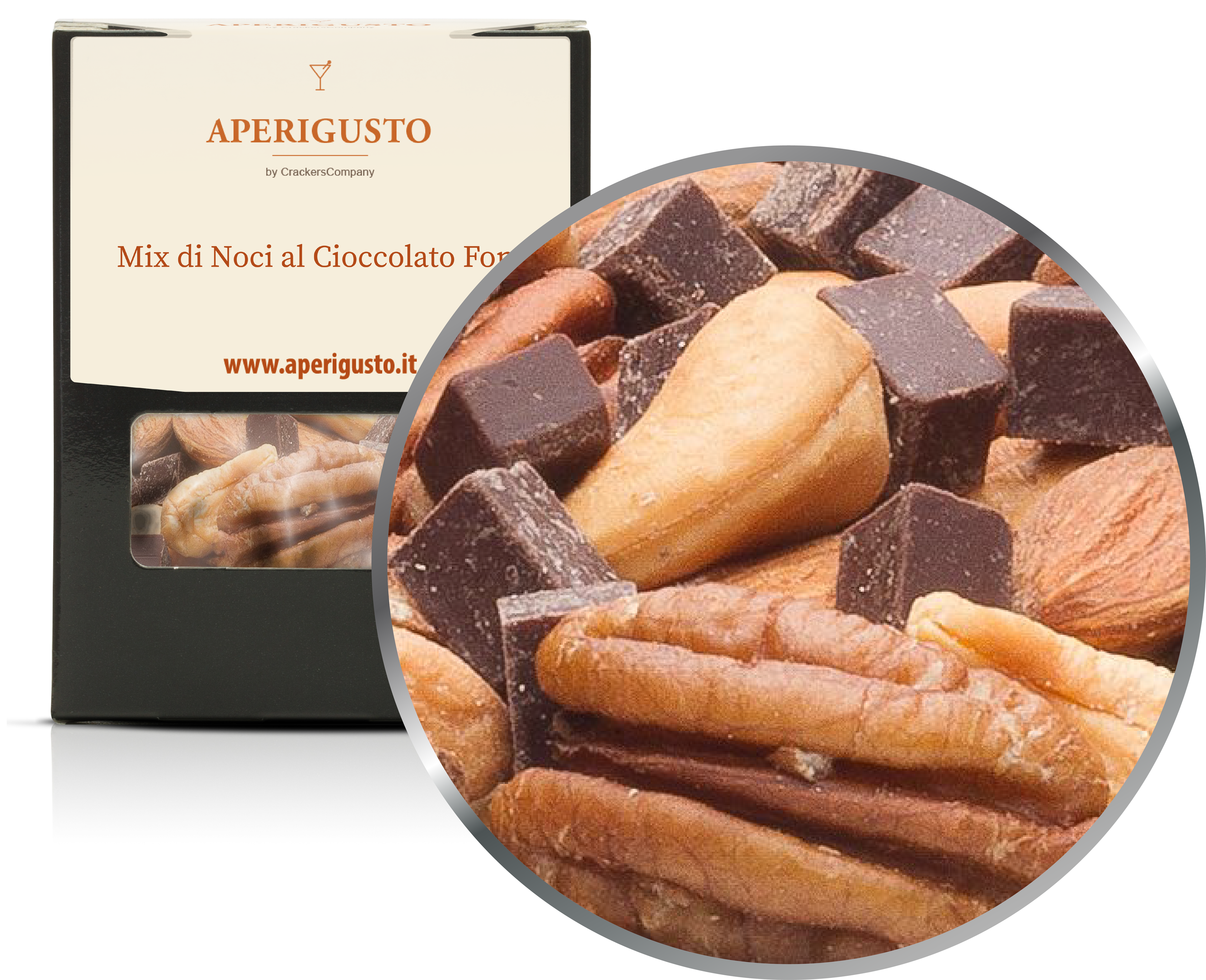 Aperigusto Zoom | P-20408-BOX | Scatola di carta | Mix Noci Fondente