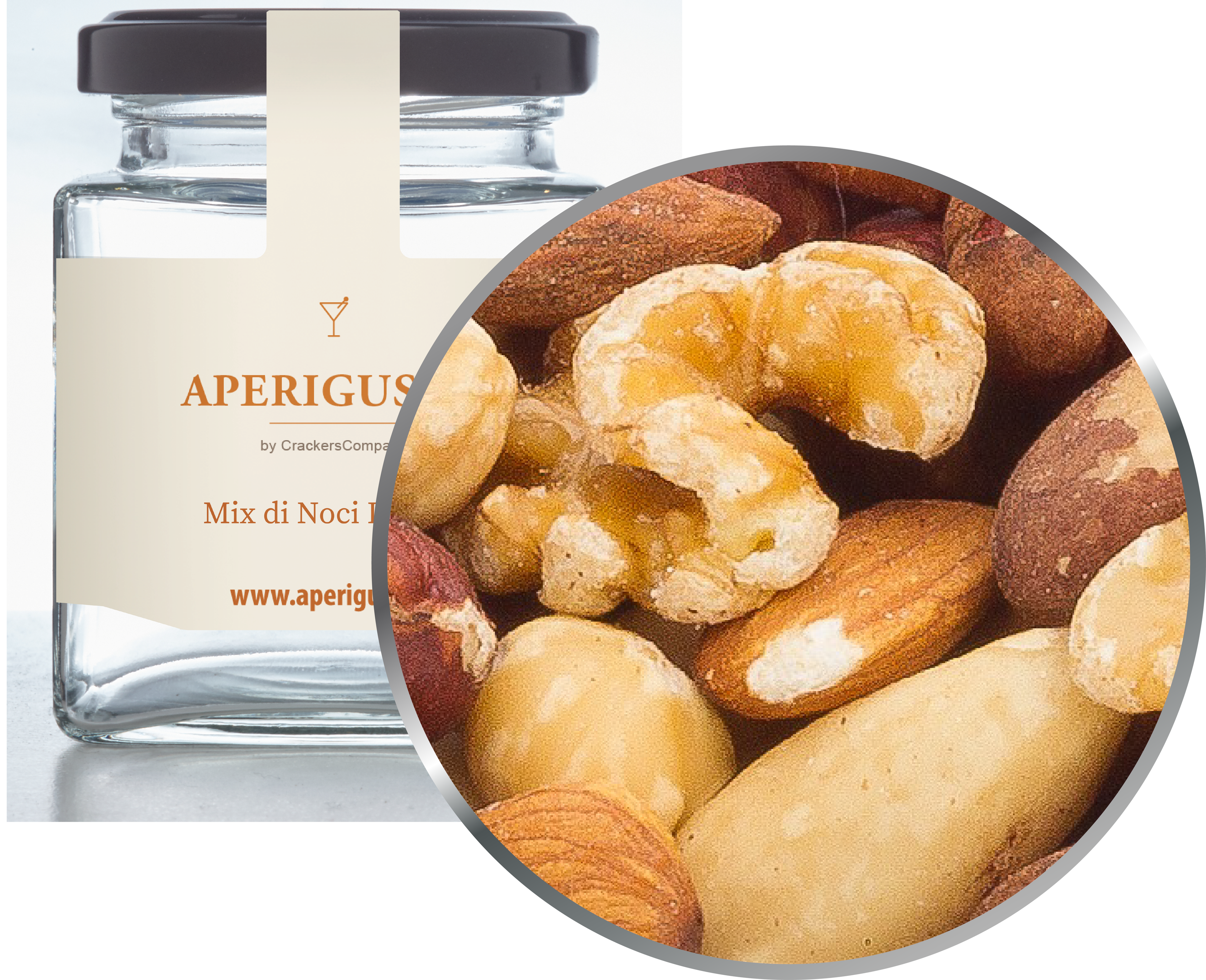 Aperigusto Zoom | P-20410-GLQ | Vaso quadrato | Mix di Noci Luxury