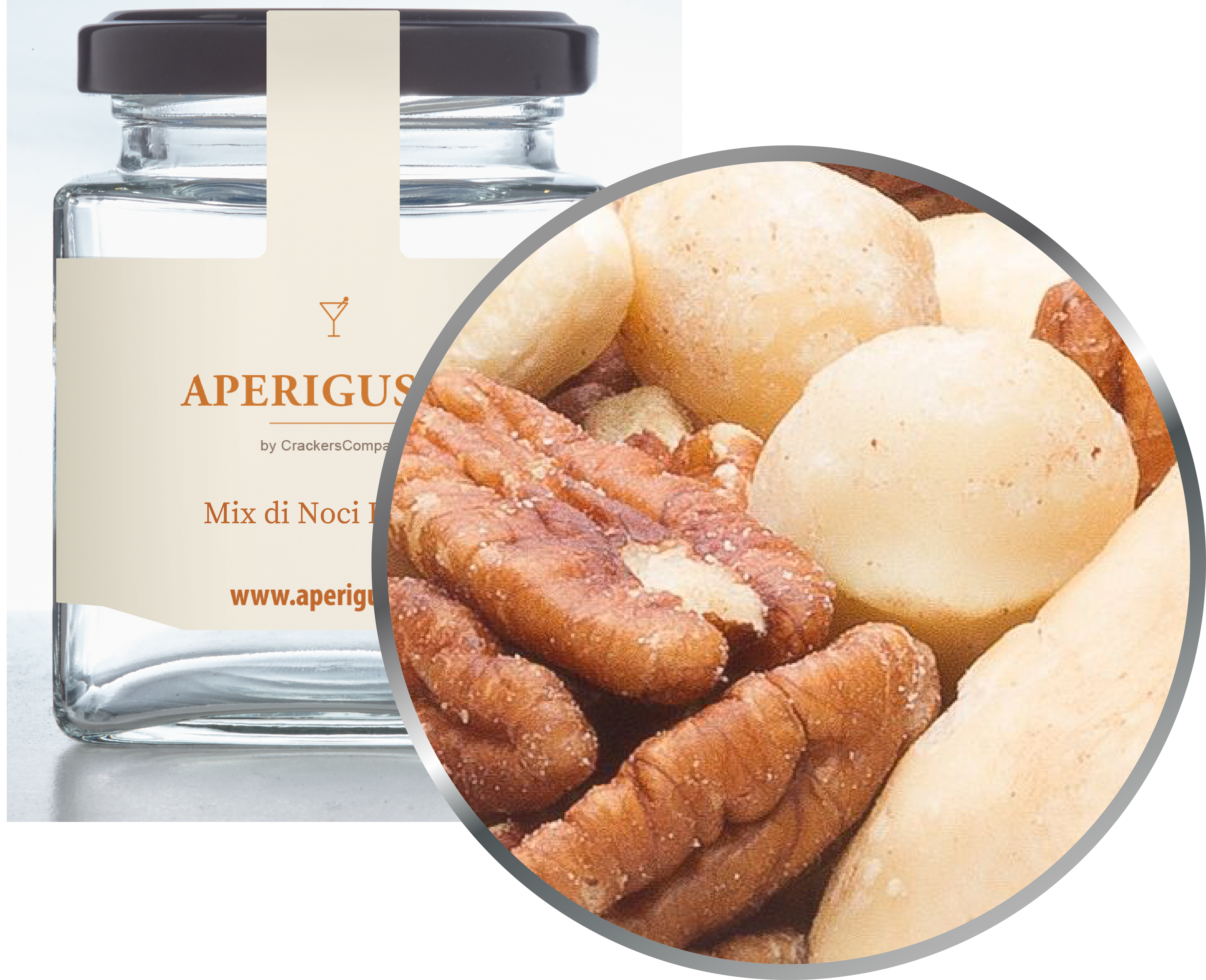 Aperigusto Zoom | P-20415-GLQ | Vaso quadrato | Mix di Noci Fitness