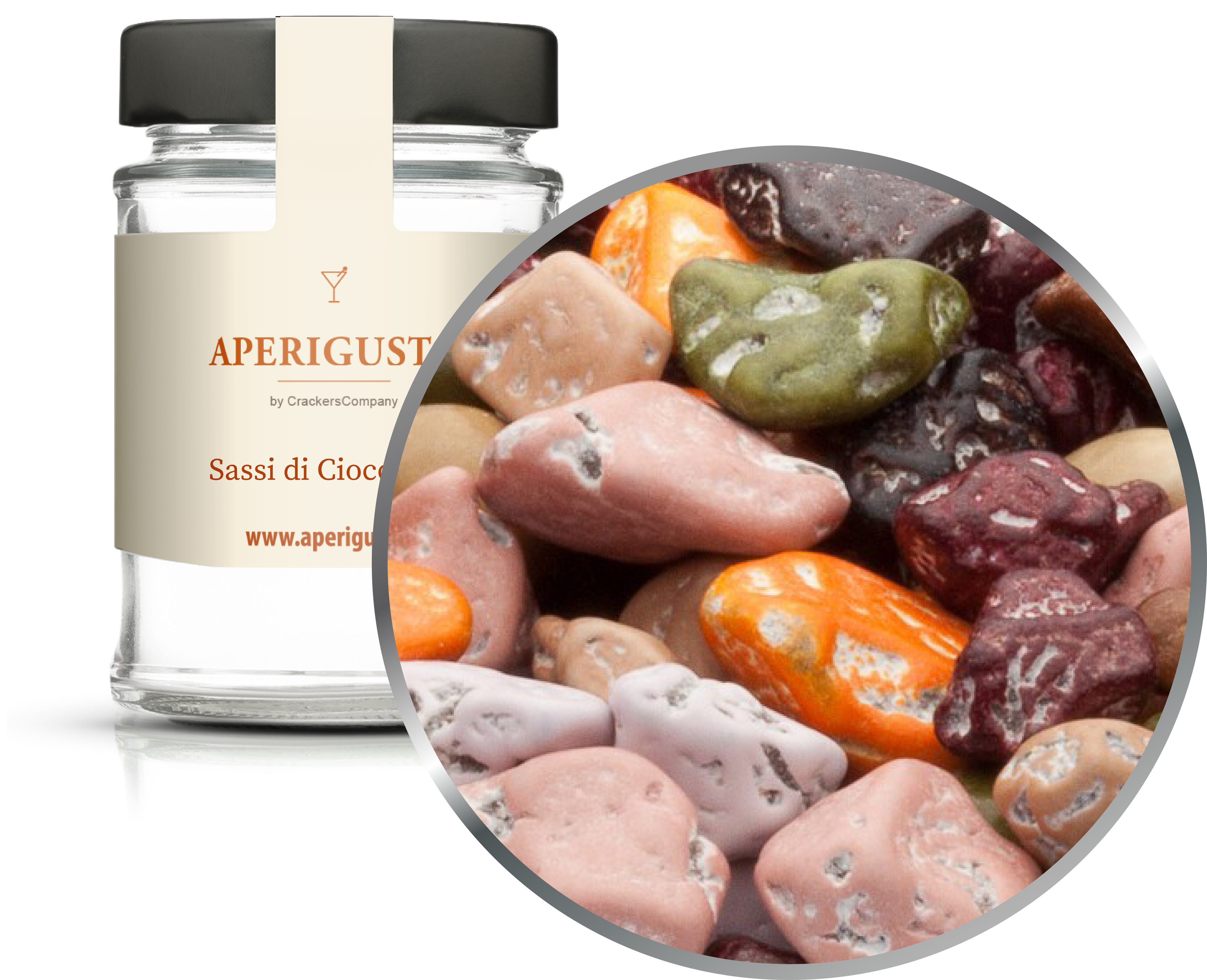 Aperigusto Zoom | P-31100-GLR | Vaso rotondo | Sassi di Cioccolato