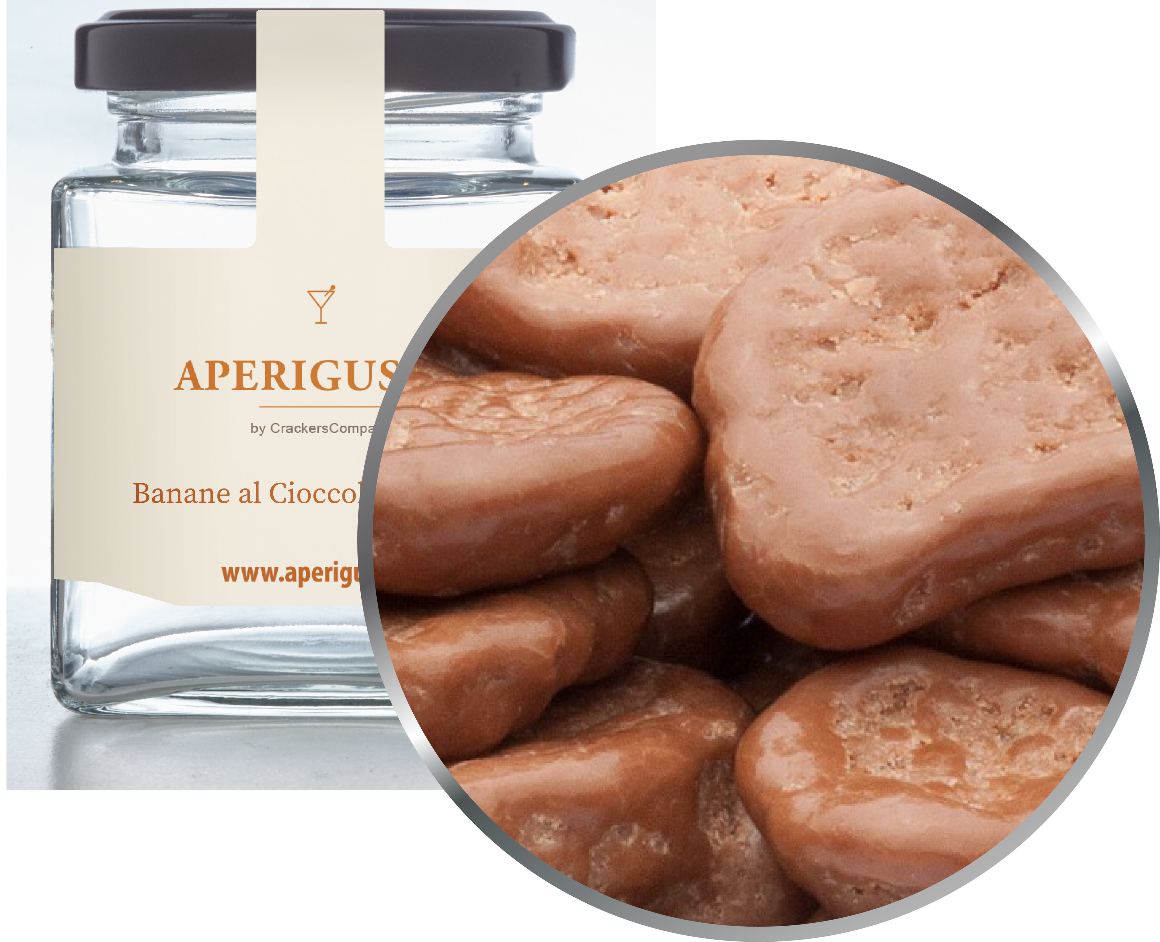 Aperigusto Zoom | P-31170-GLQ | Vaso quadrato | Banane al Cioccolato