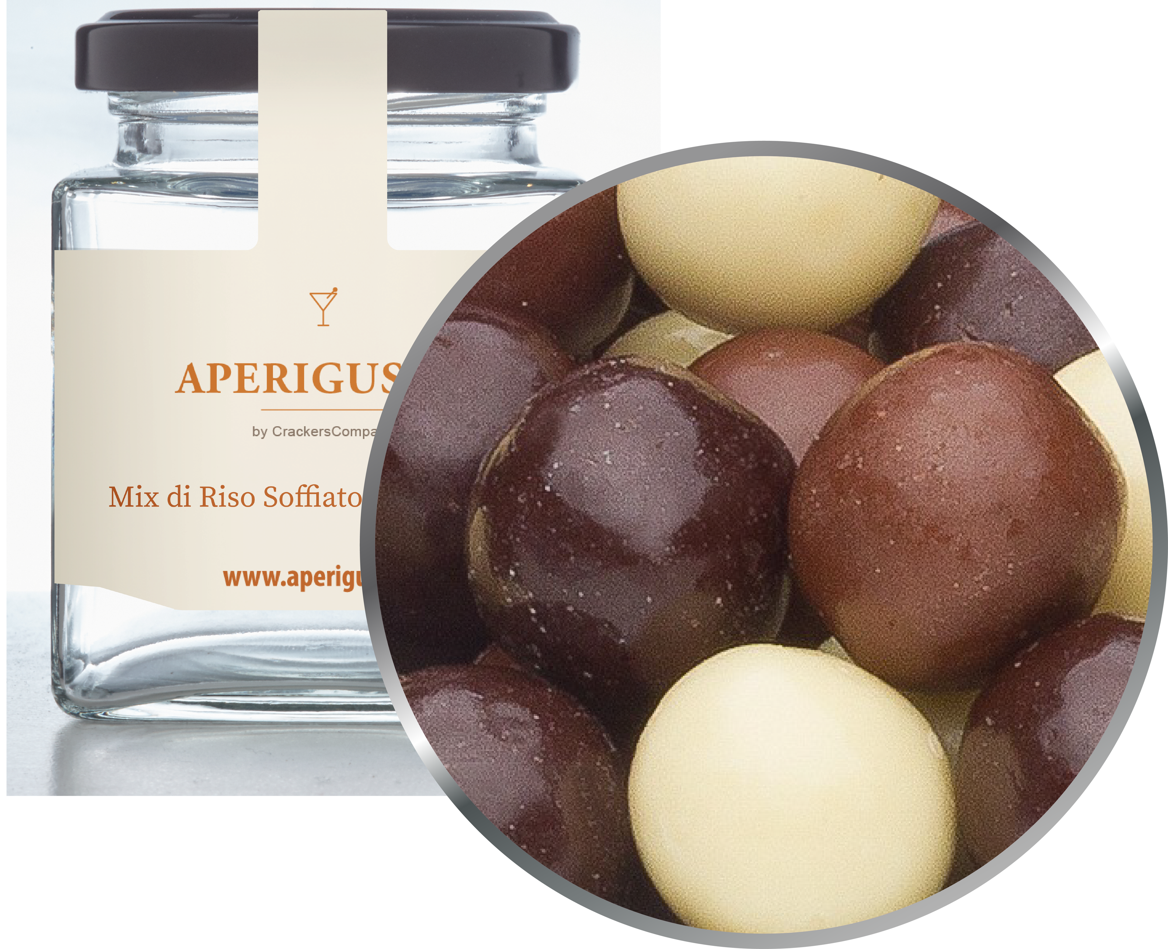Aperigusto Zoom | P-31201-GLQ | Vaso quadrato | Mix Riso al Cioccolato