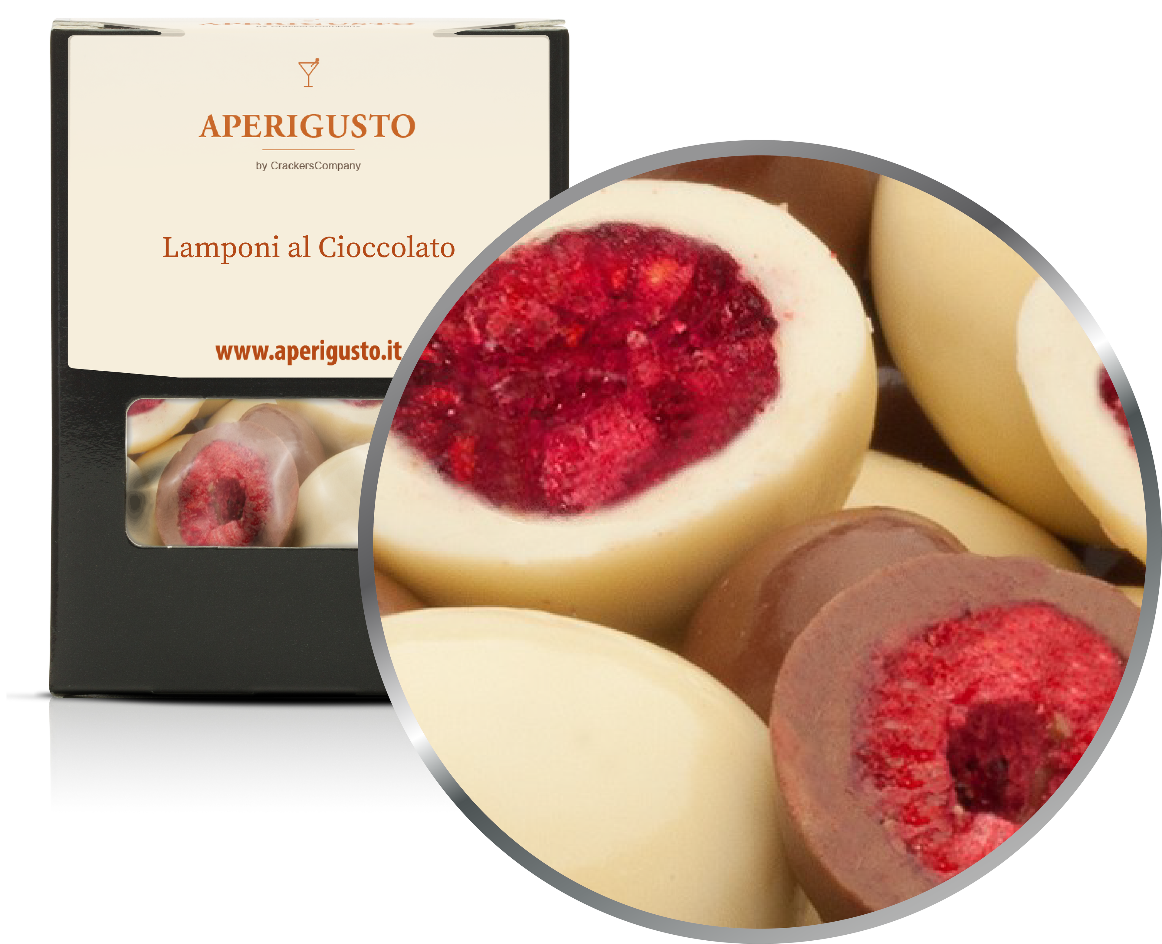 Aperigusto Zoom | P-31208-BOX | Scatola di carta | Lamponi al Cioccolato