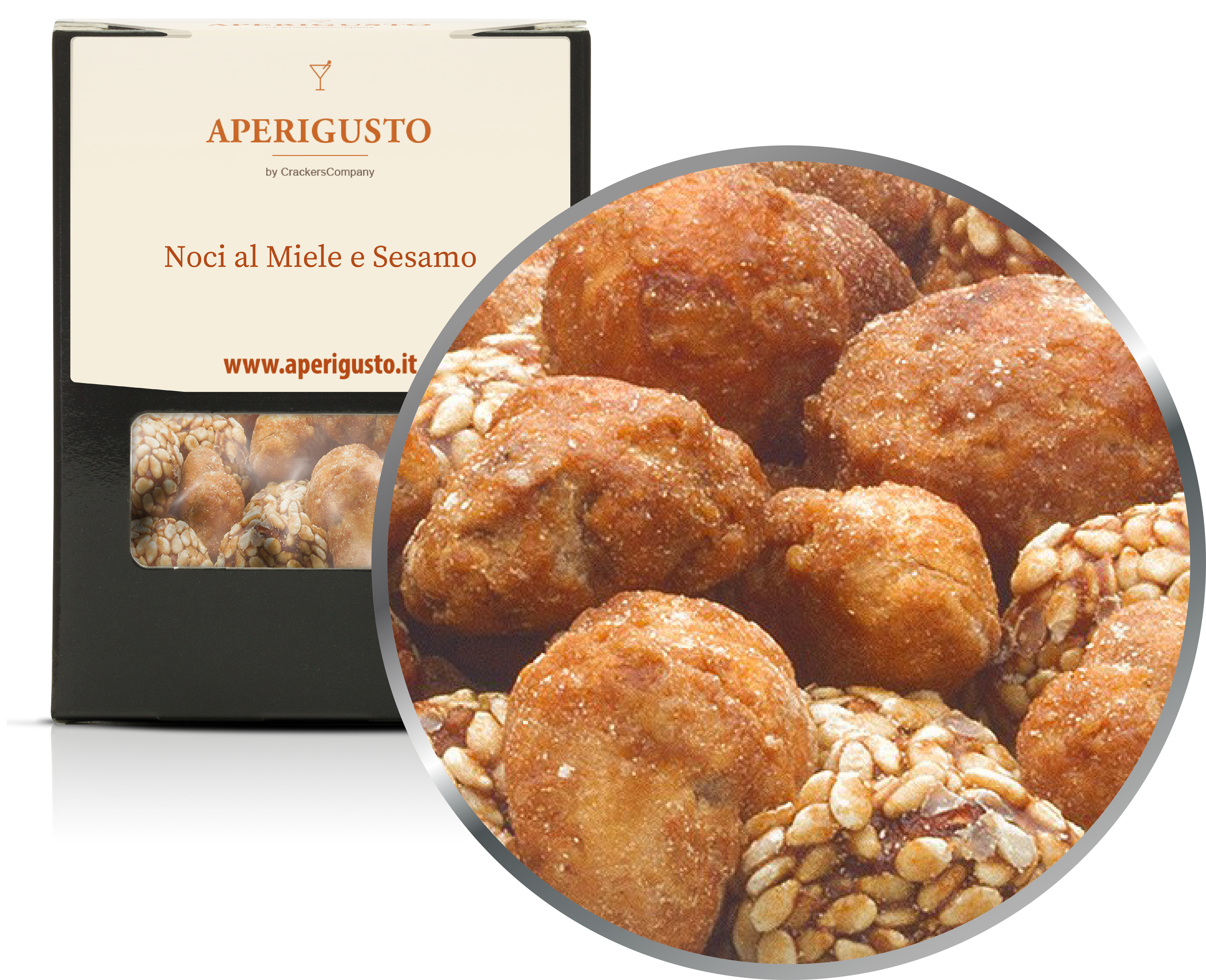 Aperigusto Zoom | P-31255-BOX | Scatola di carta | Noci al Miele e Sesamo