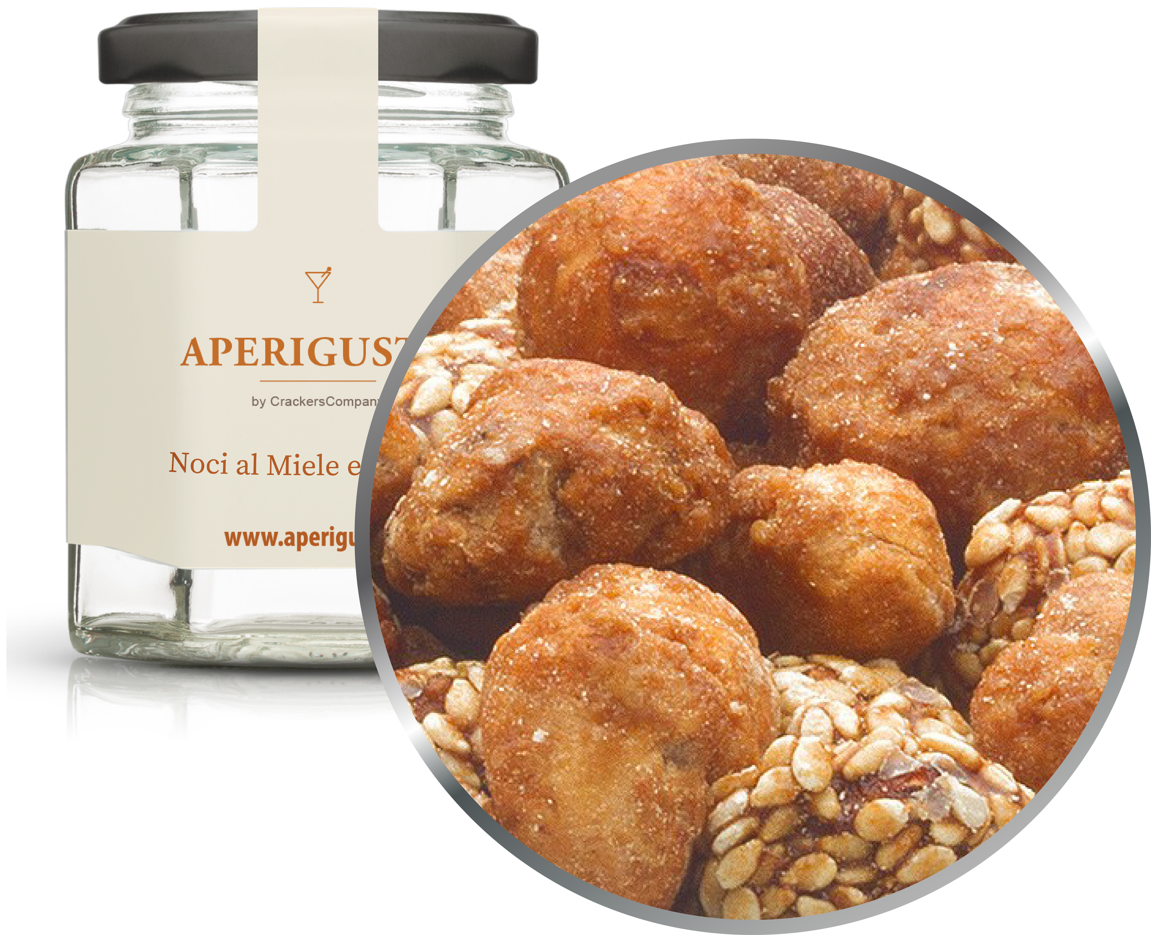 Aperigusto Zoom | P-31255-GLE | Vaso esagonale | Noci al Miele e Sesamo