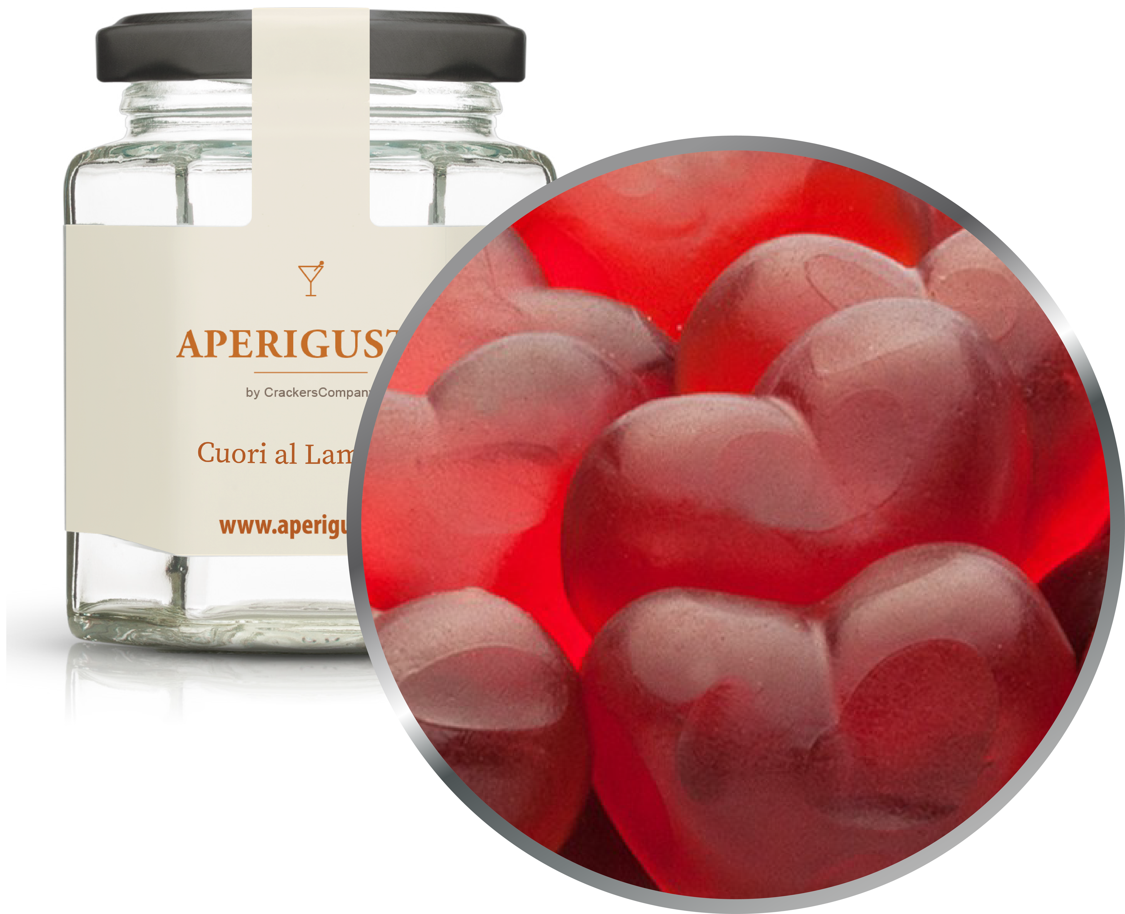 Aperigusto Zoom | P-31350-GLE | Vaso esagonale | Cuori al Lampone