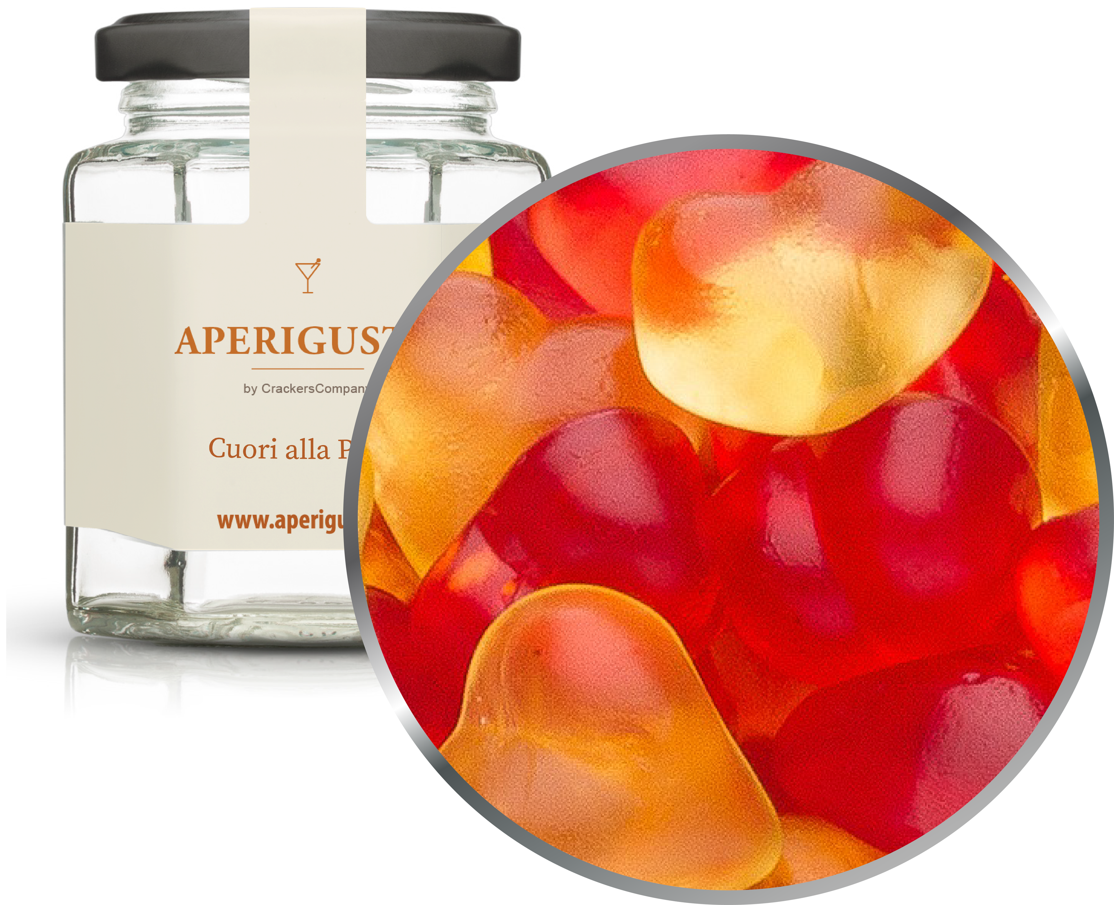 Aperigusto Zoom | P-31375-GLE | Vaso esagonale | Cuori alla Pesca