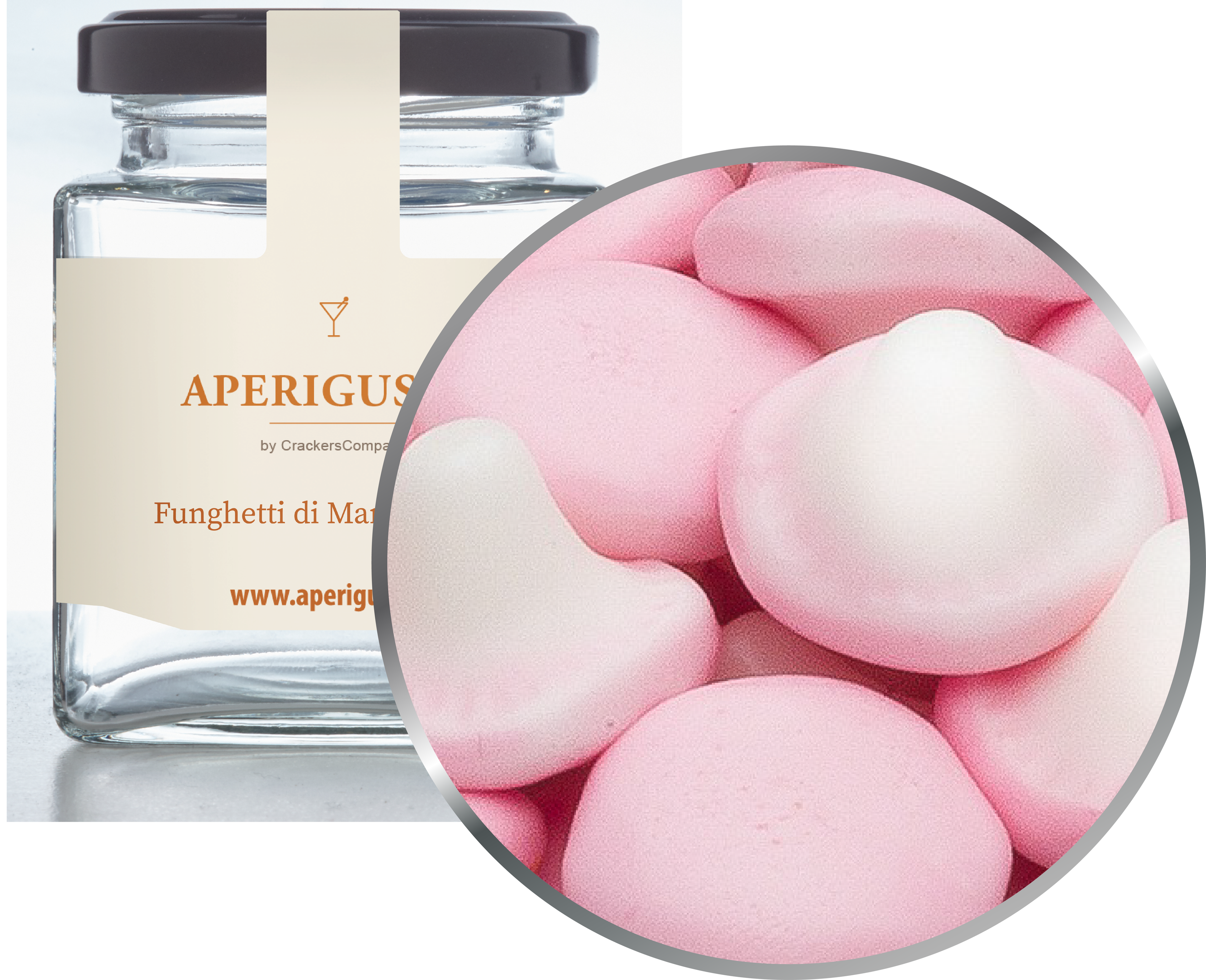 Aperigusto Zoom | P-31420-GLQ | Vaso quadrato | Funghetti Marshmallow