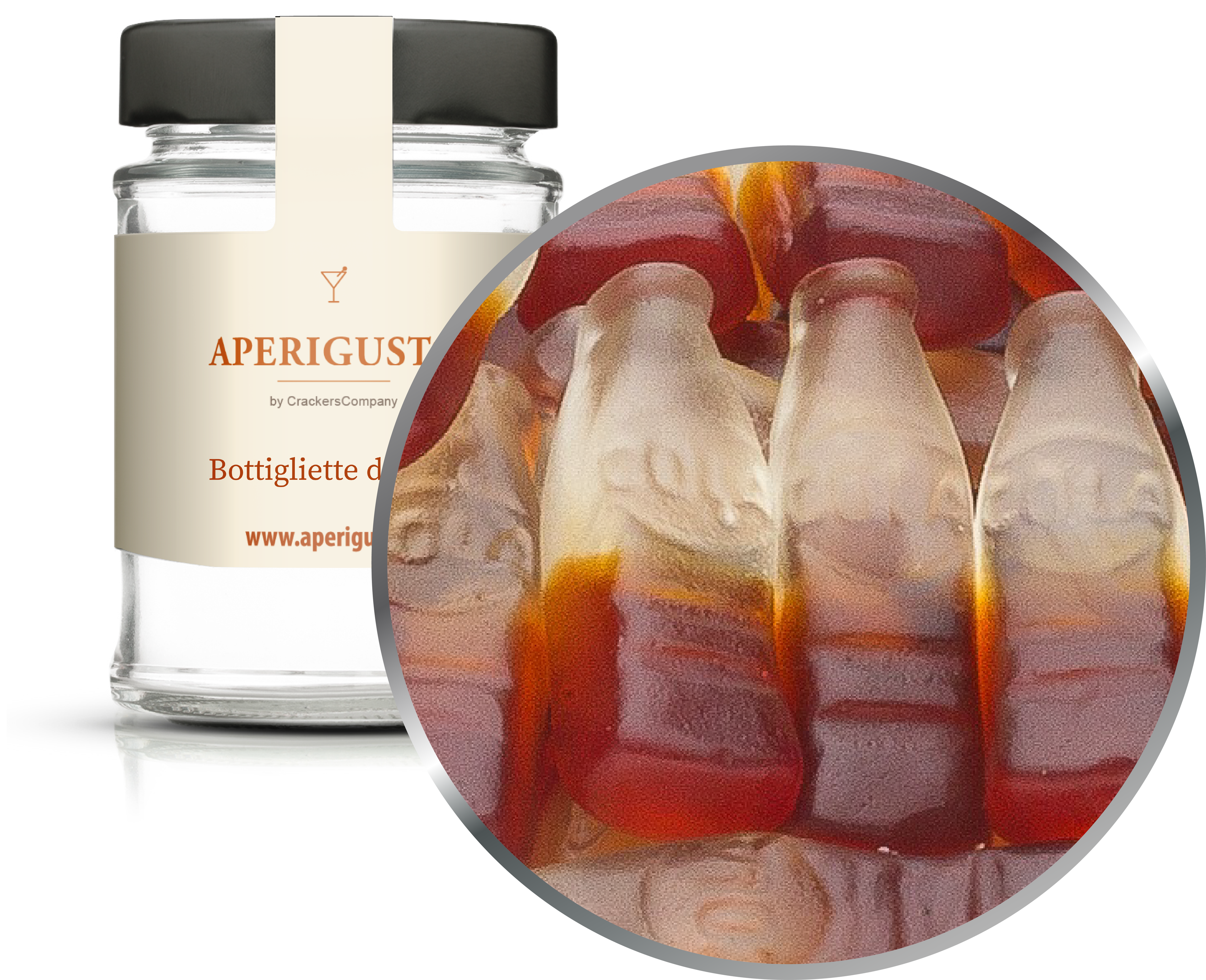 Aperigusto Zoom | P-33030-GLR | Vaso rotondo | Bottigliette di Cola